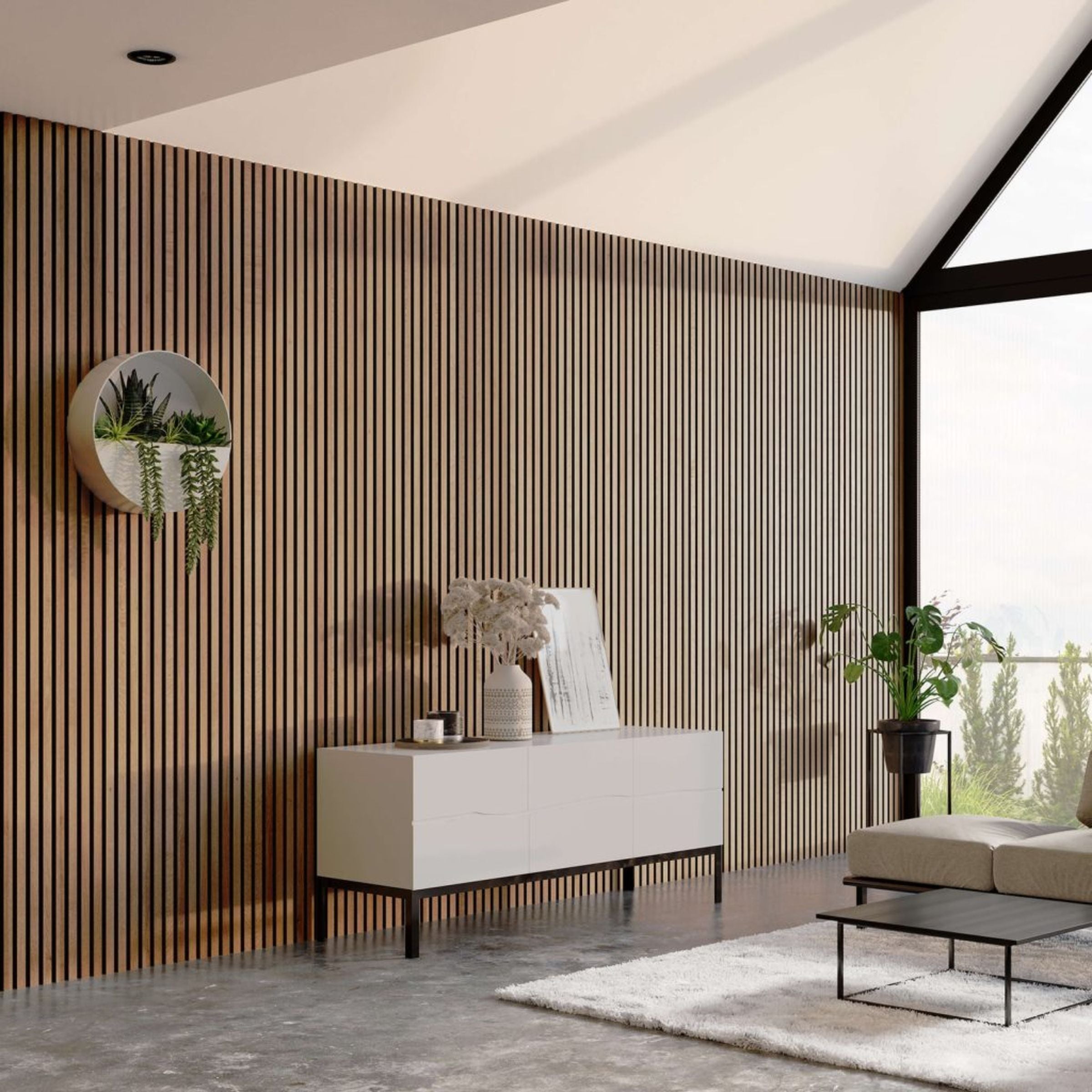 Sample of 280x60x2.1cm Slat Acoustic Panel 35-15mm Fire Retardant Decoration Panel Walnut-OAK-001 -Sample -  Wall panels samples - ebarza Furniture UAE | Shop Modern Furniture in Abu Dhabi & Dubai - مفروشات ايبازرا في الامارات | تسوق اثاث عصري وديكورات مميزة في دبي وابوظبي