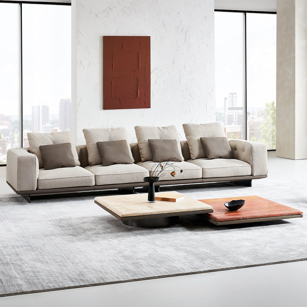 Pre-order 25 Days Delivery  Avenor Beige Travertine Coffee Table B-SF091-Beige -  Coffee Tables - ebarza Furniture UAE | Shop Modern Furniture in Abu Dhabi & Dubai - مفروشات ايبازرا في الامارات | تسوق اثاث عصري وديكورات مميزة في دبي وابوظبي