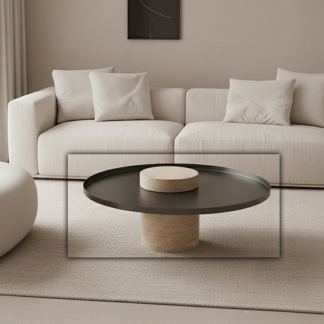 Solid Travatine Side Table  ST8699-70-NEW