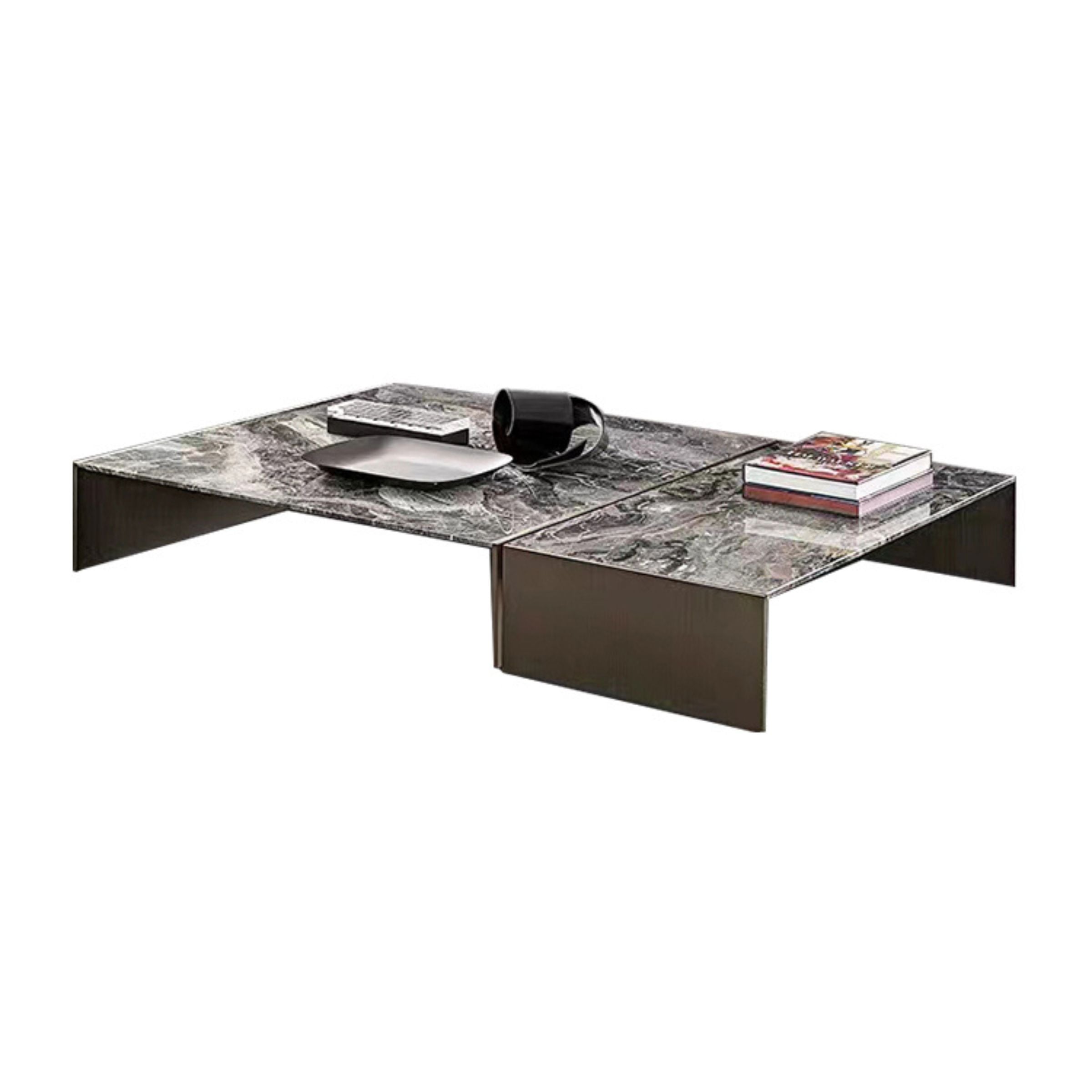 Set of 2 chrome bronze stainless steel natural marble Coffee table TG-CT43 -  Coffee tables - ebarza Furniture UAE | Shop Modern Furniture in Abu Dhabi & Dubai - مفروشات ايبازرا في الامارات | تسوق اثاث عصري وديكورات مميزة في دبي وابوظبي