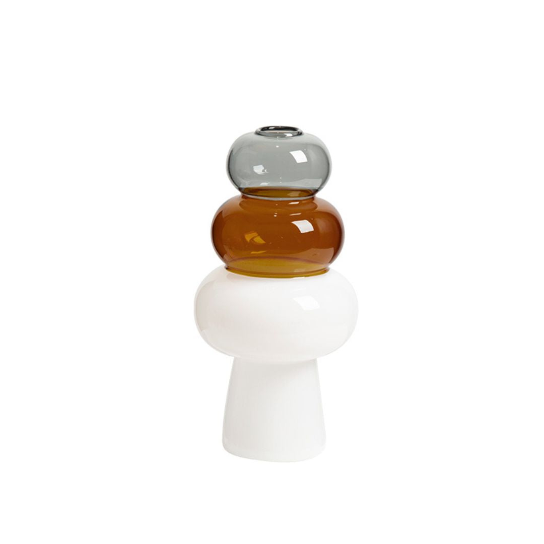 Three-color Glass Vase With White Bottom FB-E23013 -  Vases - ebarza Furniture UAE | Shop Modern Furniture in Abu Dhabi & Dubai - مفروشات ايبازرا في الامارات | تسوق اثاث عصري وديكورات مميزة في دبي وابوظبي