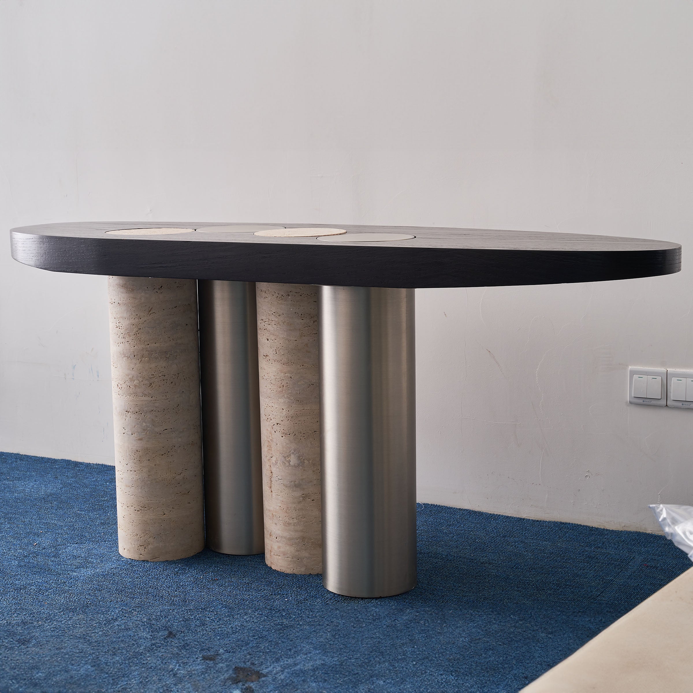 Travertine Console Table JA016 -  Consoles - ebarza Furniture UAE | Shop Modern Furniture in Abu Dhabi & Dubai - مفروشات ايبازرا في الامارات | تسوق اثاث عصري وديكورات مميزة في دبي وابوظبي