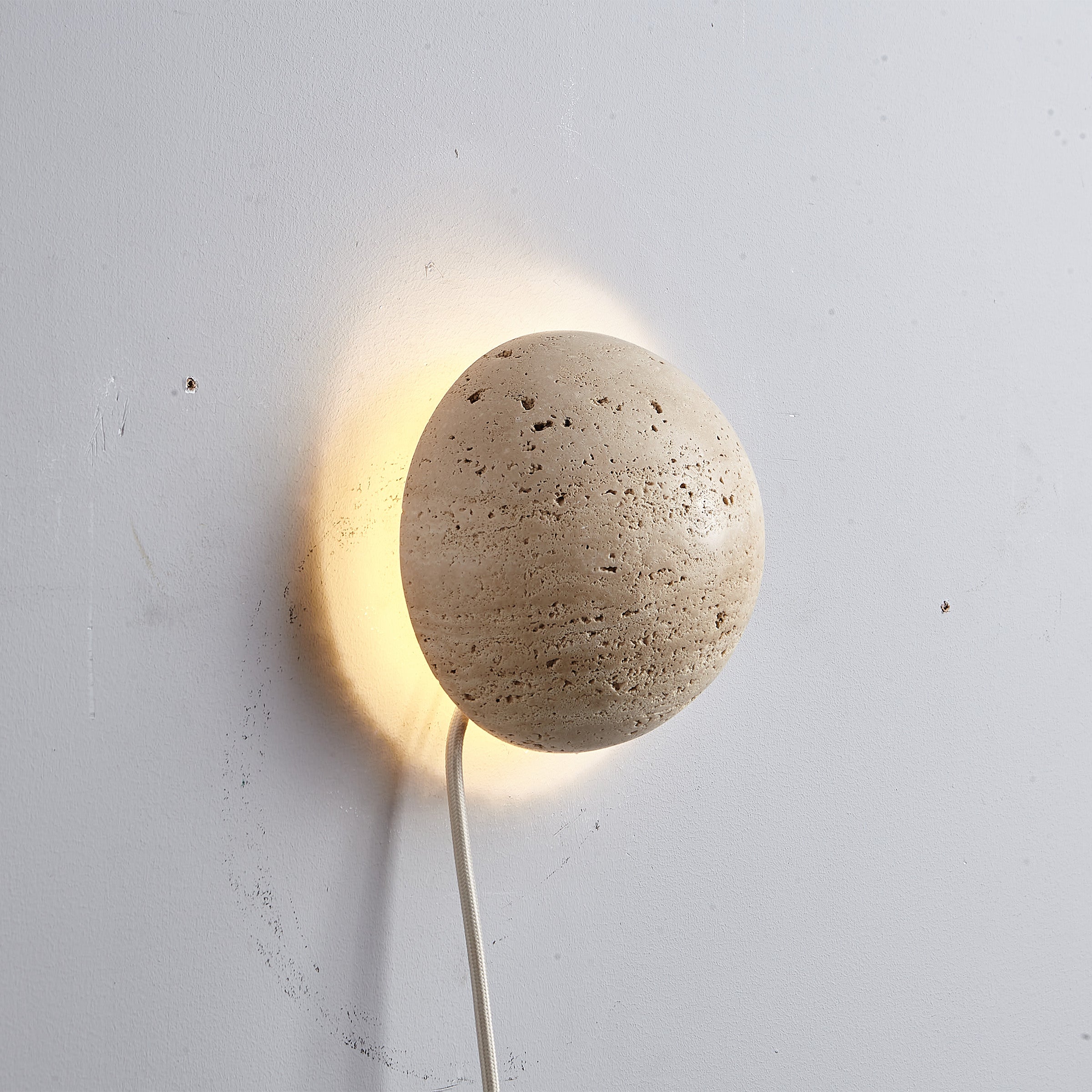Beige Natural Travertine Marble  Wall Lamp 60109-W1 -  Wall Lamps - ebarza Furniture UAE | Shop Modern Furniture in Abu Dhabi & Dubai - مفروشات ايبازرا في الامارات | تسوق اثاث عصري وديكورات مميزة في دبي وابوظبي