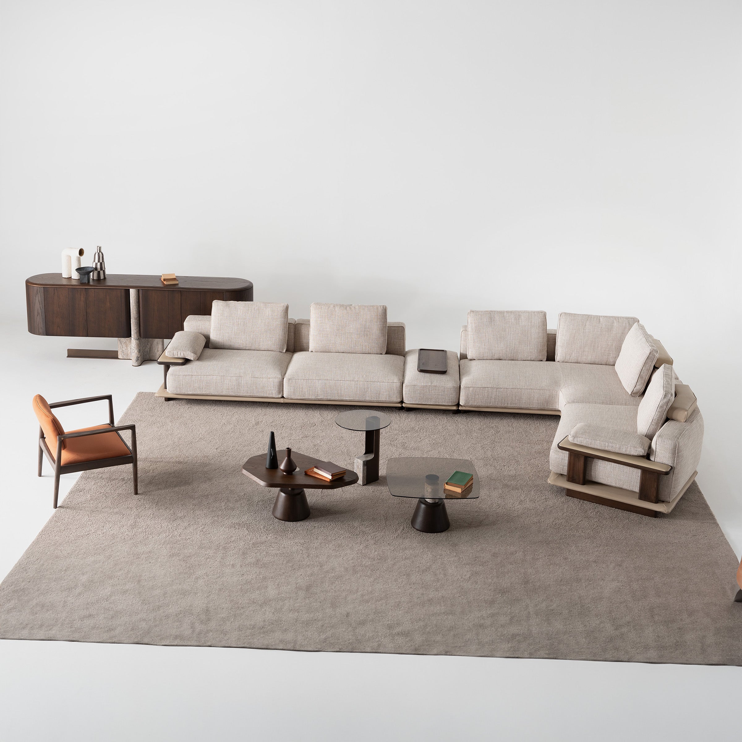 ODEON SINGLE MODULE WITH LEFT ARM 123cm for Odeon Sofa OD-L/M-ARM003 -  Sofas - ebarza Furniture UAE | Shop Modern Furniture in Abu Dhabi & Dubai - مفروشات ايبازرا في الامارات | تسوق اثاث عصري وديكورات مميزة في دبي وابوظبي