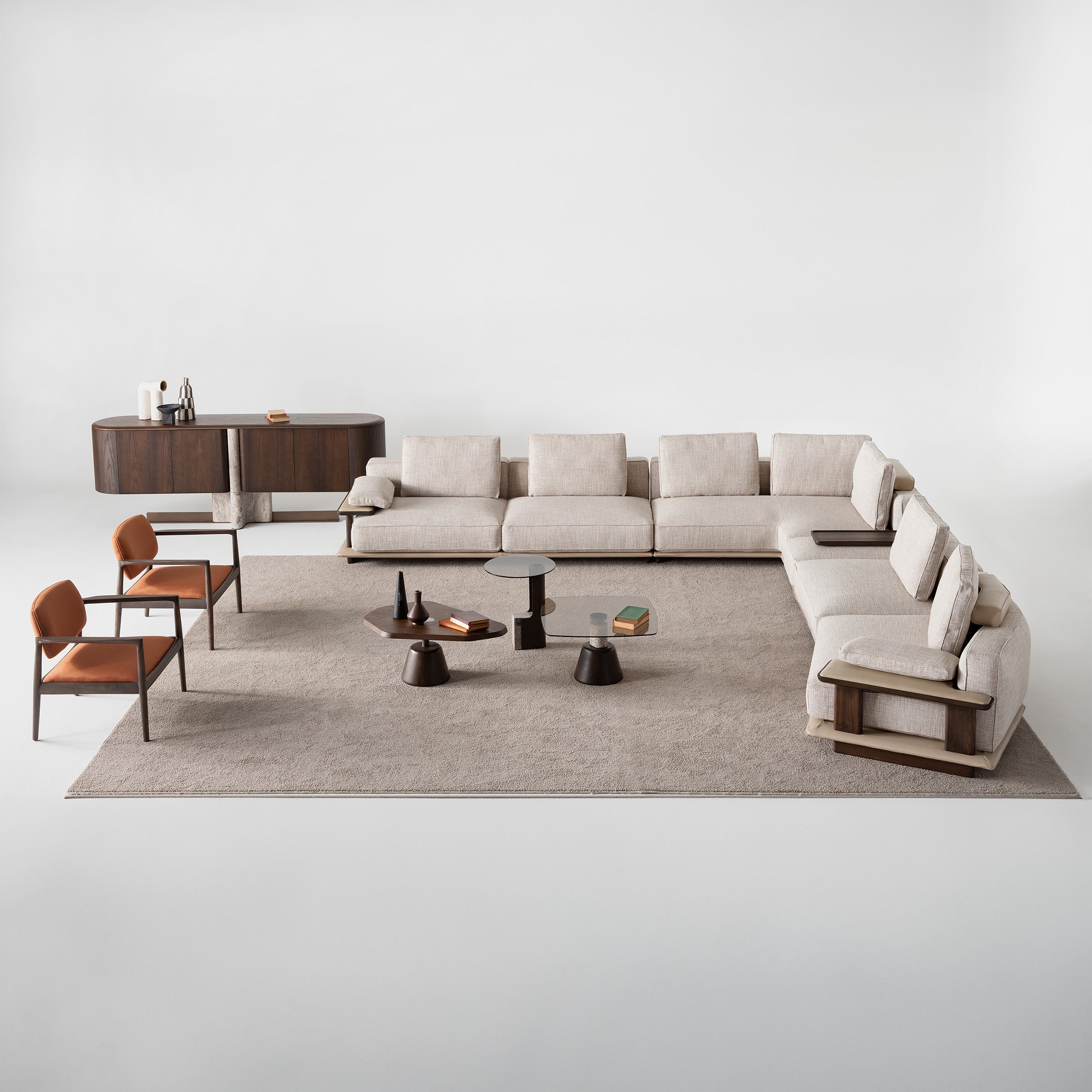 ODEON SINGLE MODULE WITH LEFT ARM 123cm for Odeon Sofa OD-L/M-ARM003 -  Sofas - ebarza Furniture UAE | Shop Modern Furniture in Abu Dhabi & Dubai - مفروشات ايبازرا في الامارات | تسوق اثاث عصري وديكورات مميزة في دبي وابوظبي