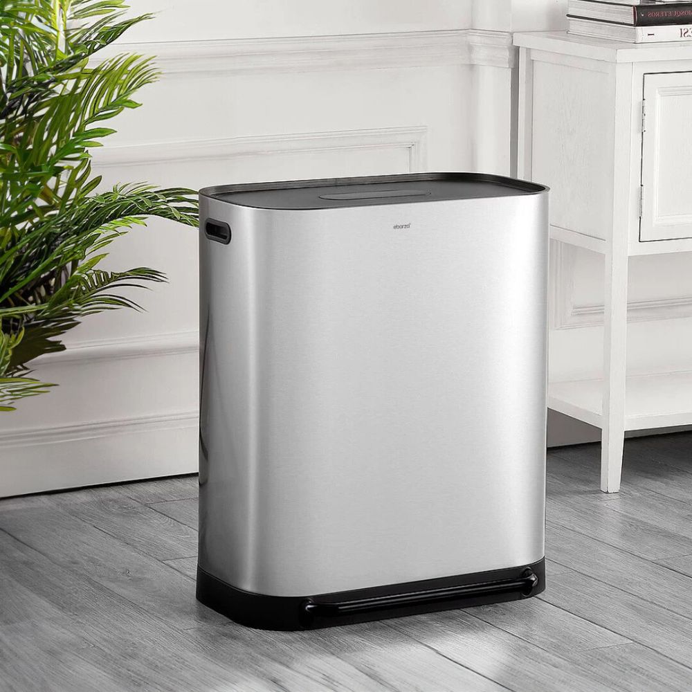 Dual Compartments With Soft Close Recycle Bin - 11020P-60L(2*30L) -  Bathroom Accessories - ebarza Furniture UAE | Shop Modern Furniture in Abu Dhabi & Dubai - مفروشات ايبازرا في الامارات | تسوق اثاث عصري وديكورات مميزة في دبي وابوظبي