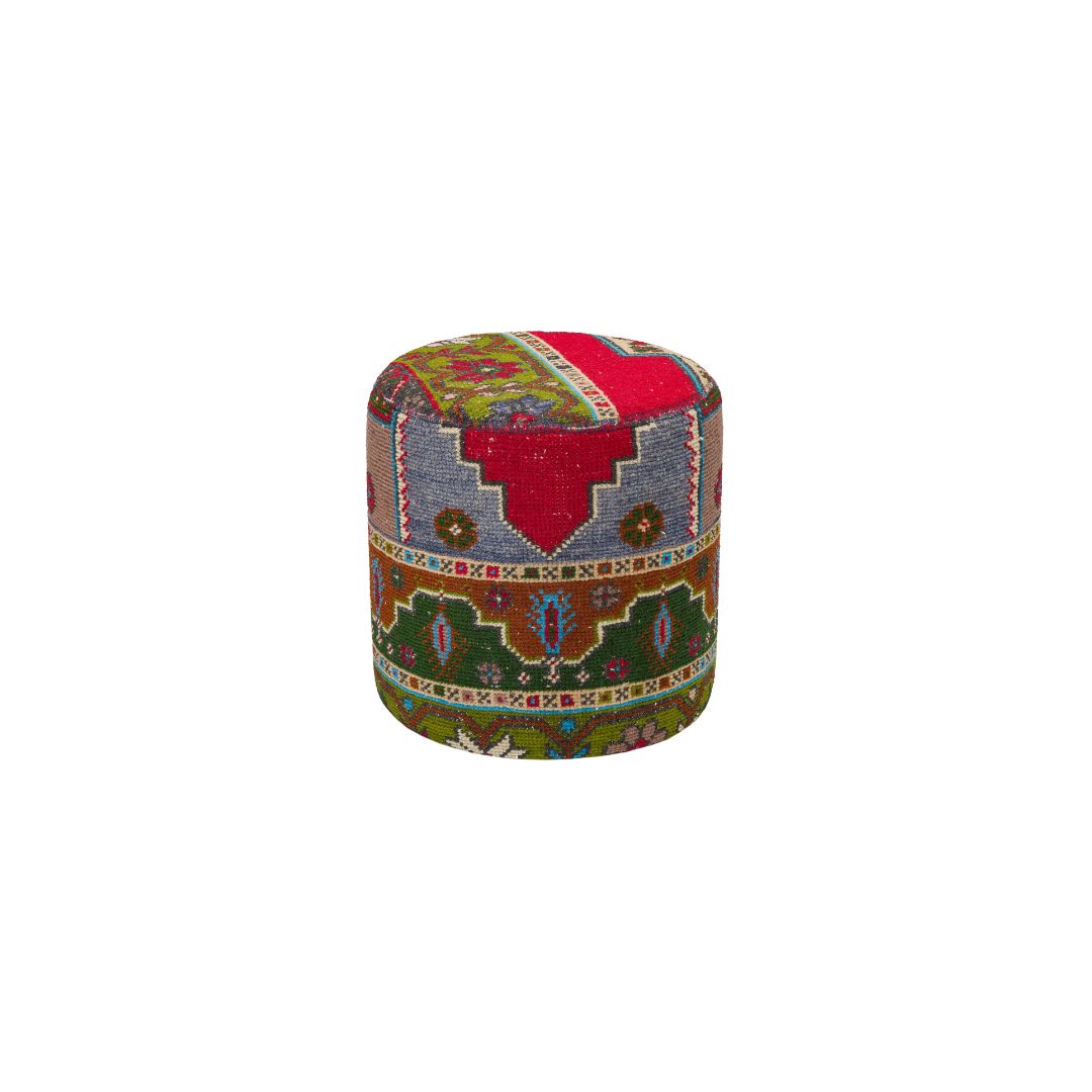 Anatolian Patchwork Style Pouf P22 -  Poufs - ebarza Furniture UAE | Shop Modern Furniture in Abu Dhabi & Dubai - مفروشات ايبازرا في الامارات | تسوق اثاث عصري وديكورات مميزة في دبي وابوظبي