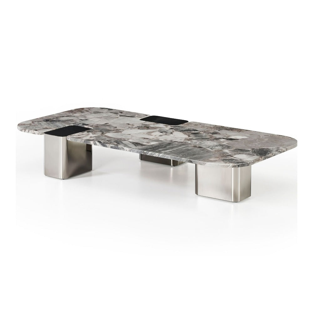 Coffee Table Natural Stone Top Stainless Steel Leg - LT054L -  Coffee Tables - ebarza Furniture UAE | Shop Modern Furniture in Abu Dhabi & Dubai - مفروشات ايبازرا في الامارات | تسوق اثاث عصري وديكورات مميزة في دبي وابوظبي