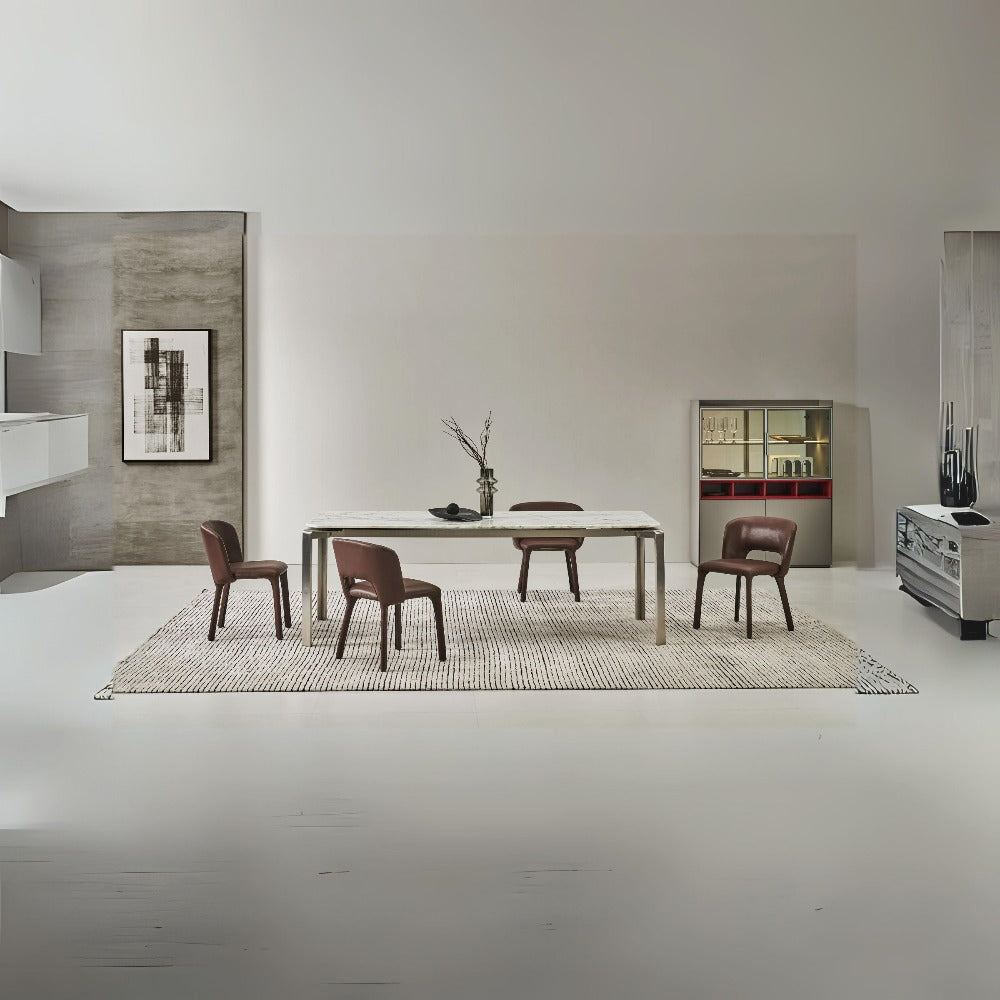 Dining Table Natural Stone Top Steel Leg - DT023 -  Dining Tables - ebarza Furniture UAE | Shop Modern Furniture in Abu Dhabi & Dubai - مفروشات ايبازرا في الامارات | تسوق اثاث عصري وديكورات مميزة في دبي وابوظبي