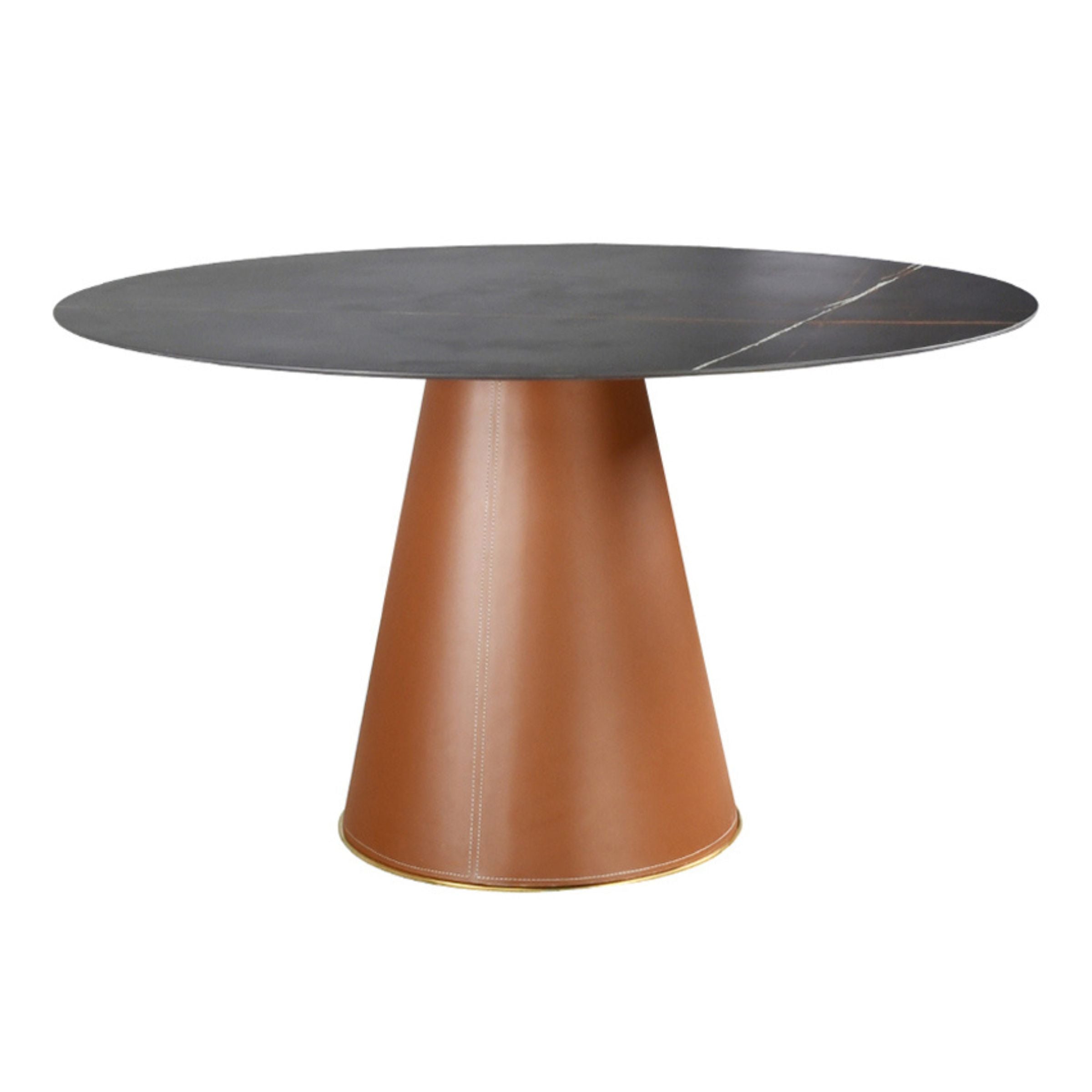 Mycroft Saddle Leather With Sintered Stone Dining Table MLL-C02 -  Dining Tables - ebarza Furniture UAE | Shop Modern Furniture in Abu Dhabi & Dubai - مفروشات ايبازرا في الامارات | تسوق اثاث عصري وديكورات مميزة في دبي وابوظبي