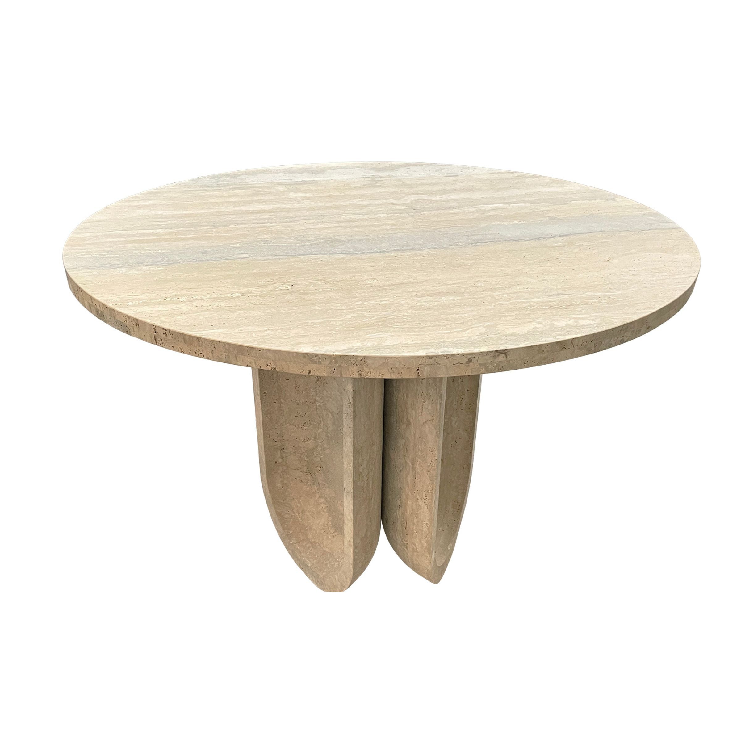 Pre-order 90 Days Delivery Natural Stone Silver Travertine Dining Table 493DTS -  Dining Tables - ebarza Furniture UAE | Shop Modern Furniture in Abu Dhabi & Dubai - مفروشات ايبازرا في الامارات | تسوق اثاث عصري وديكورات مميزة في دبي وابوظبي