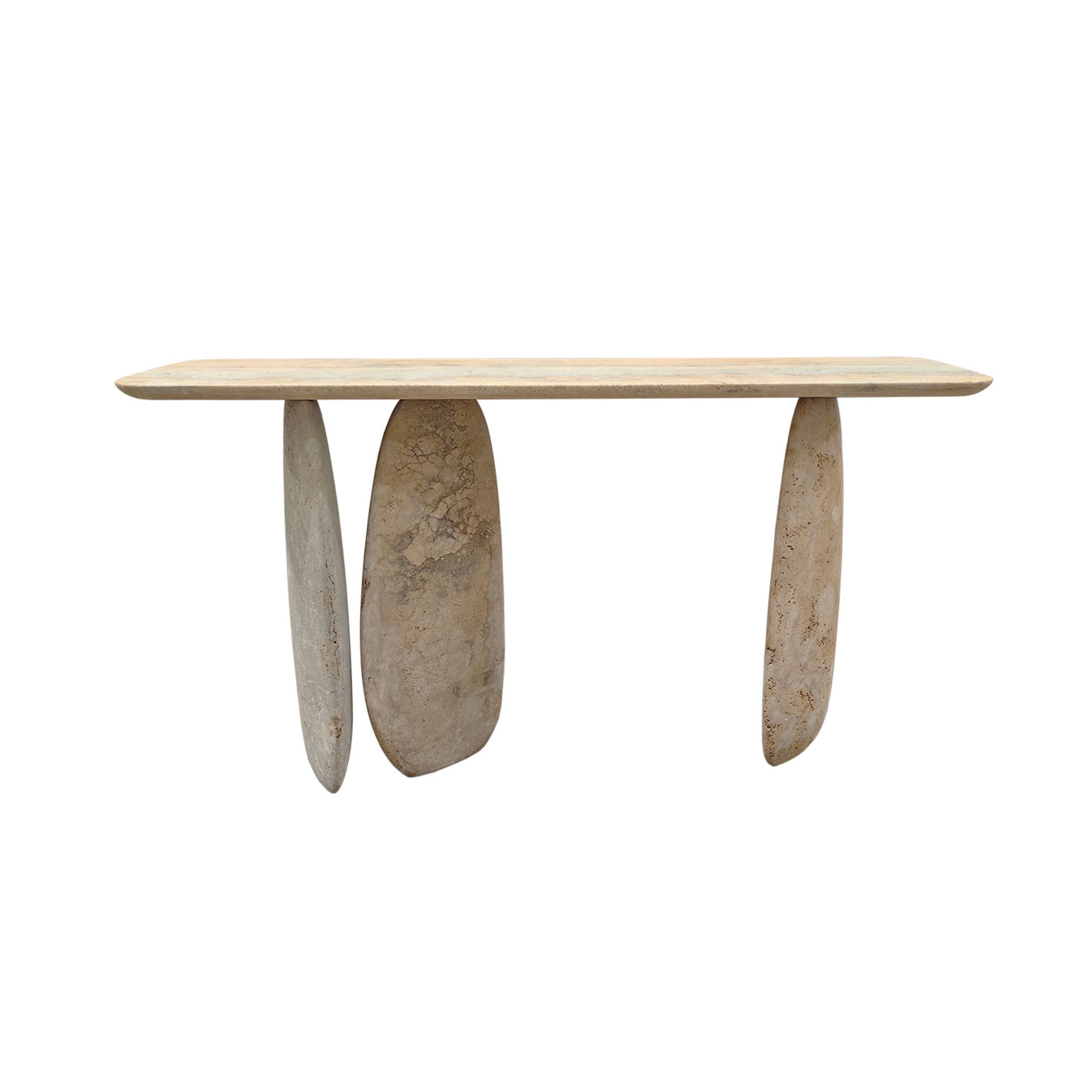 Lisbon Travertine Console Table - 495DTS-160cm -  Consoles - ebarza Furniture UAE | Shop Modern Furniture in Abu Dhabi & Dubai - مفروشات ايبازرا في الامارات | تسوق اثاث عصري وديكورات مميزة في دبي وابوظبي
