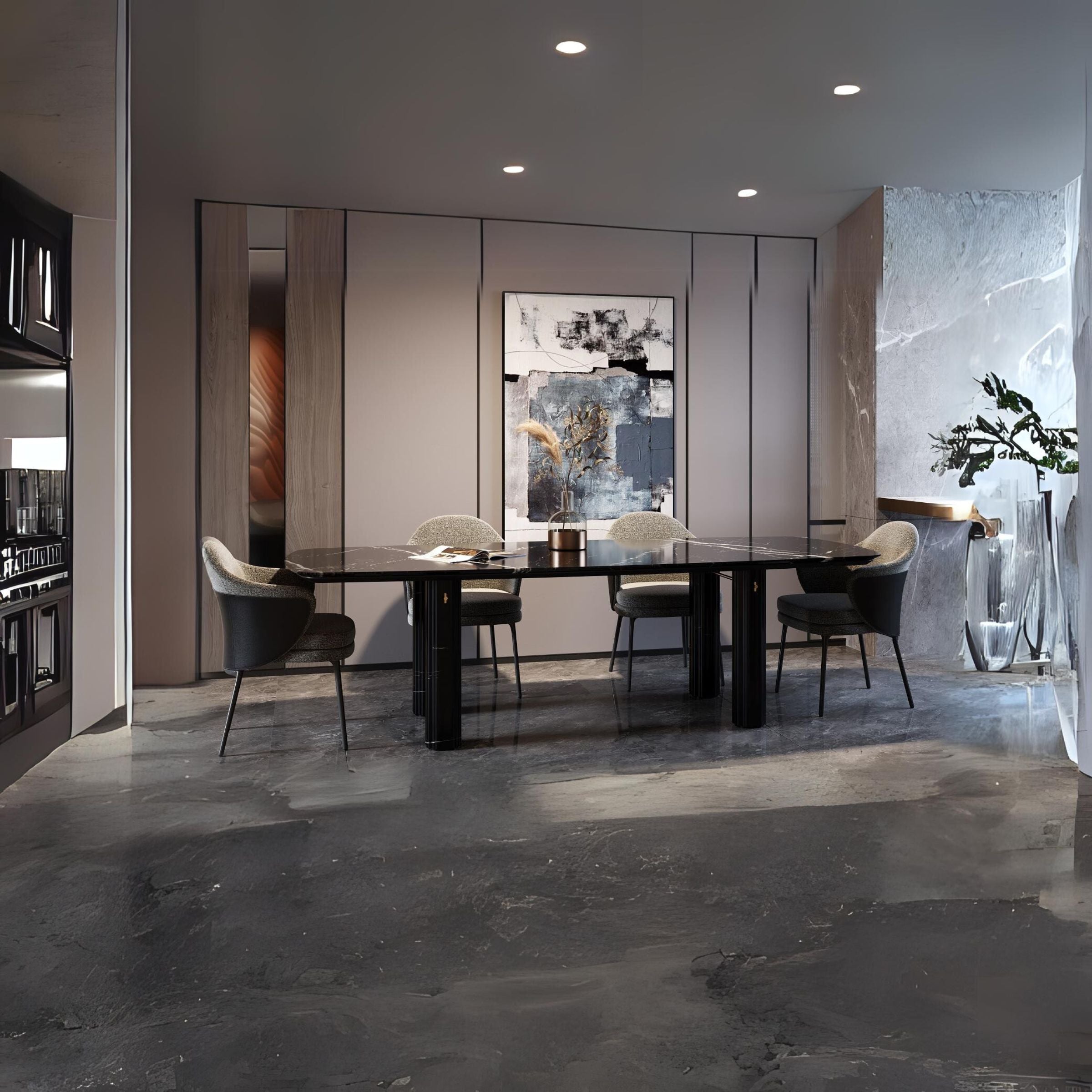 Harmony Natural Marble Dining table 419DT -  Dining Tables - ebarza Furniture UAE | Shop Modern Furniture in Abu Dhabi & Dubai - مفروشات ايبازرا في الامارات | تسوق اثاث عصري وديكورات مميزة في دبي وابوظبي