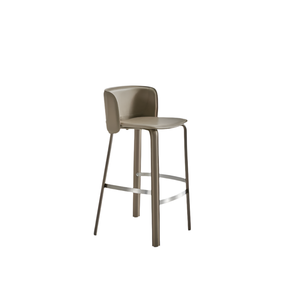 Pre-order 35 Days Delivery Beige Saddle Leather Bar Stool PZ-228-BAC -  Bar Stools - ebarza Furniture UAE | Shop Modern Furniture in Abu Dhabi & Dubai - مفروشات ايبازرا في الامارات | تسوق اثاث عصري وديكورات مميزة في دبي وابوظبي