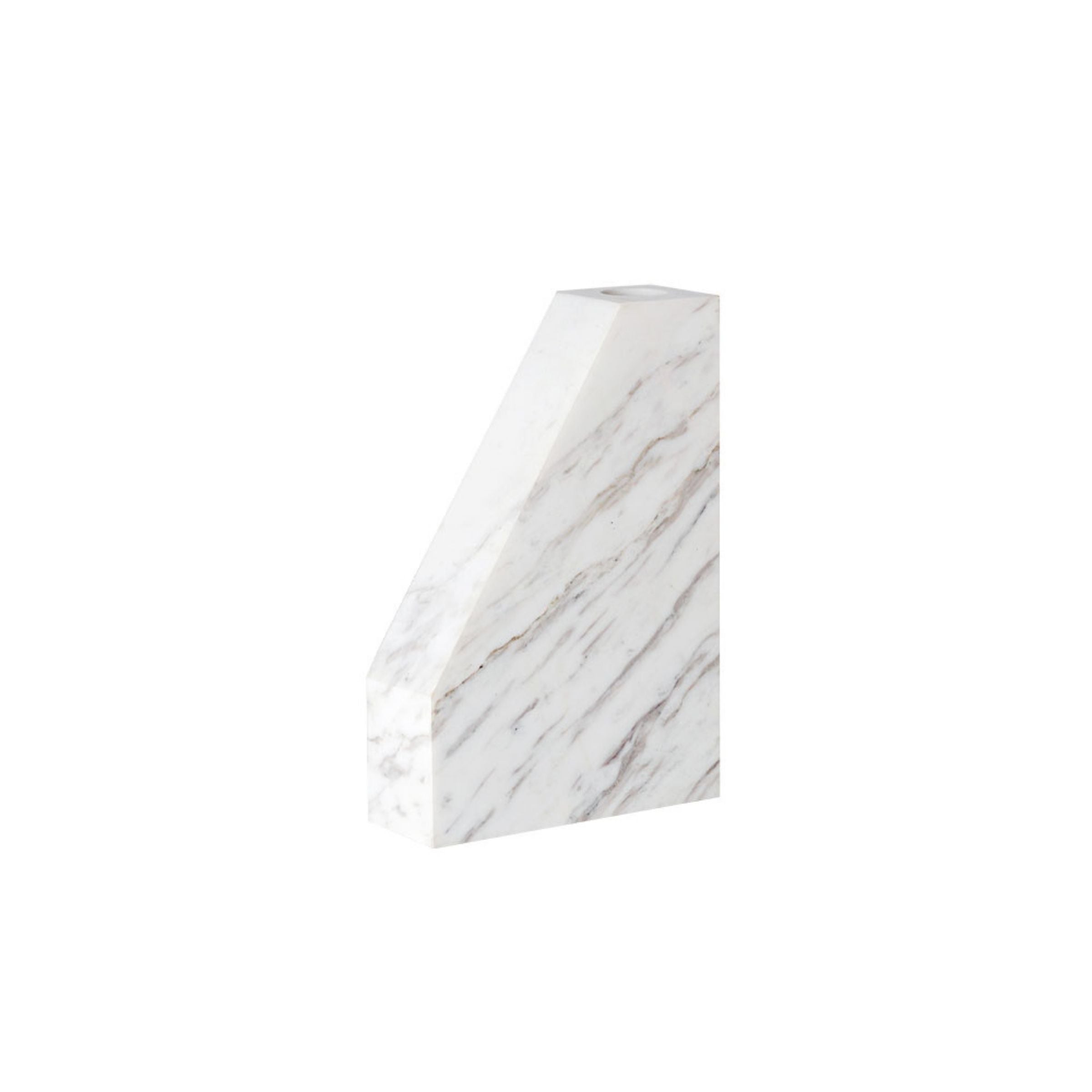 Jazz White Marble Trapezoidal Flower Arrangement (High Style) VSB880 -  Vases - ebarza Furniture UAE | Shop Modern Furniture in Abu Dhabi & Dubai - مفروشات ايبازرا في الامارات | تسوق اثاث عصري وديكورات مميزة في دبي وابوظبي