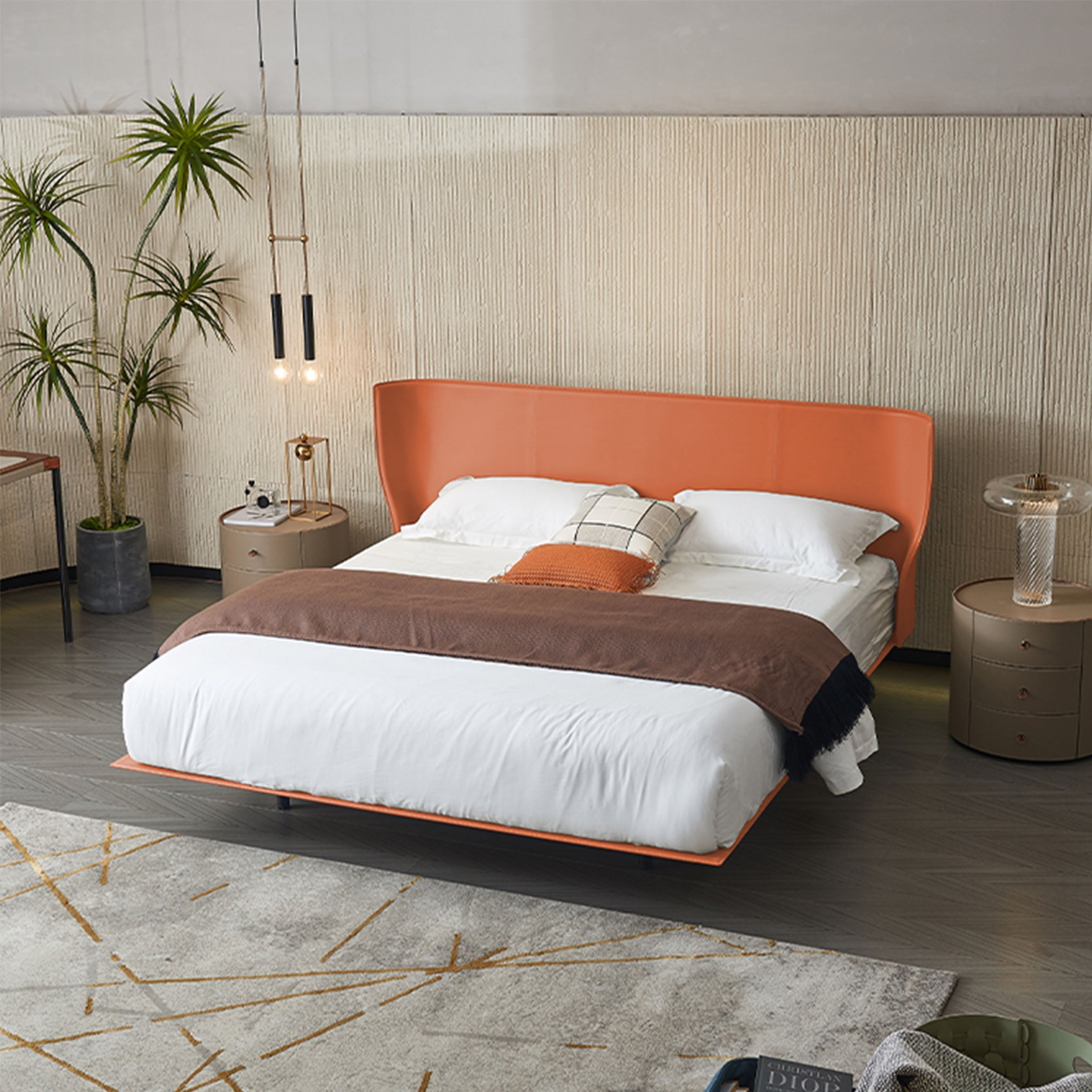 Verona Orange Queen Size Bed MLL-F13 Q -  Bedsteads - ebarza Furniture UAE | Shop Modern Furniture in Abu Dhabi & Dubai - مفروشات ايبازرا في الامارات | تسوق اثاث عصري وديكورات مميزة في دبي وابوظبي