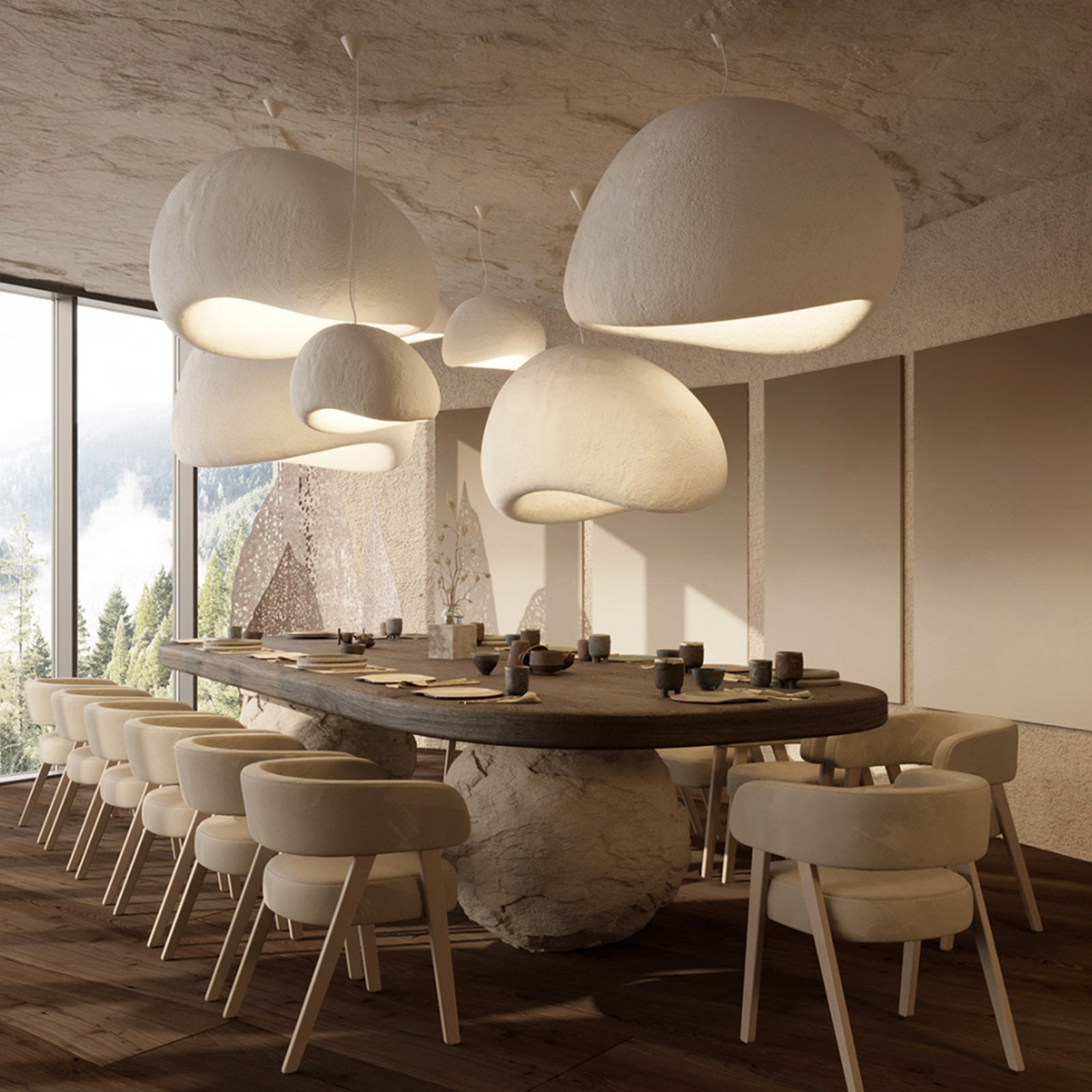 Wabi Sabi Beige 4m Pendant Lamp HTD-IP1433-059 / D38 *H27 -  Pendant Lamps - ebarza Furniture UAE | Shop Modern Furniture in Abu Dhabi & Dubai - مفروشات ايبازرا في الامارات | تسوق اثاث عصري وديكورات مميزة في دبي وابوظبي