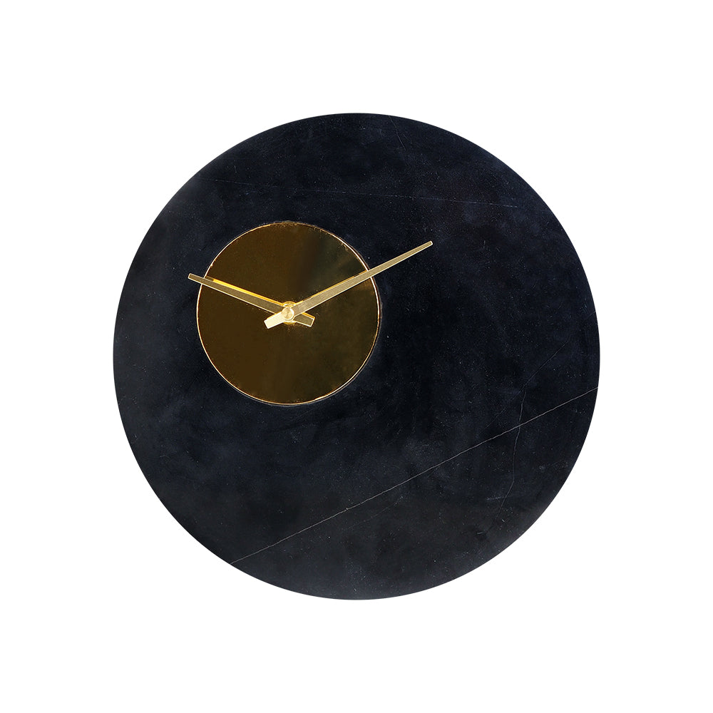 Black And White Marble 12-Inch Gold Plate Wall Clock WCE890 -  Clocks - ebarza Furniture UAE | Shop Modern Furniture in Abu Dhabi & Dubai - مفروشات ايبازرا في الامارات | تسوق اثاث عصري وديكورات مميزة في دبي وابوظبي