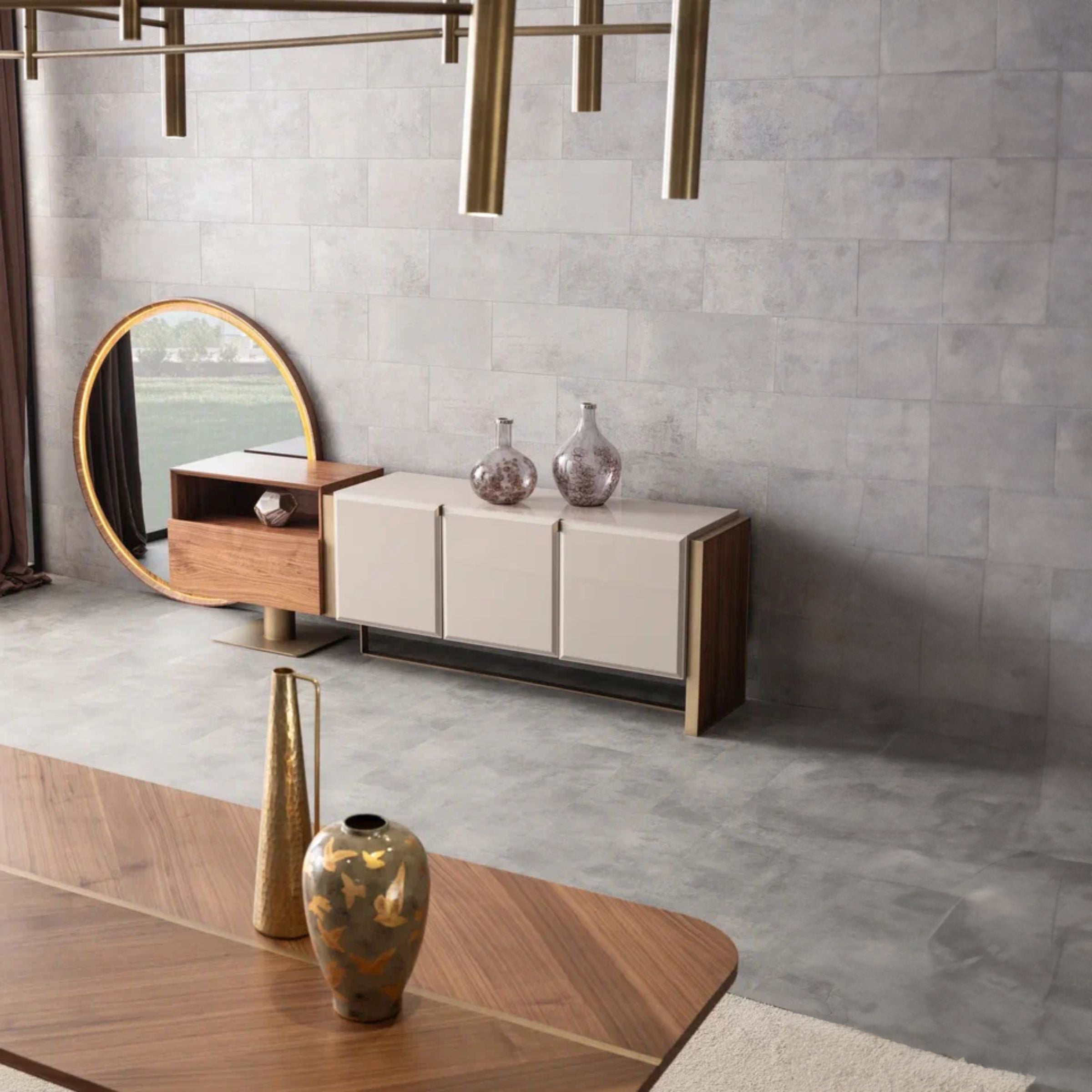 Wagon Walnut CONSOLE MIRROR WN-Mirror-Walnut -  Mirrors - ebarza Furniture UAE | Shop Modern Furniture in Abu Dhabi & Dubai - مفروشات ايبازرا في الامارات | تسوق اثاث عصري وديكورات مميزة في دبي وابوظبي