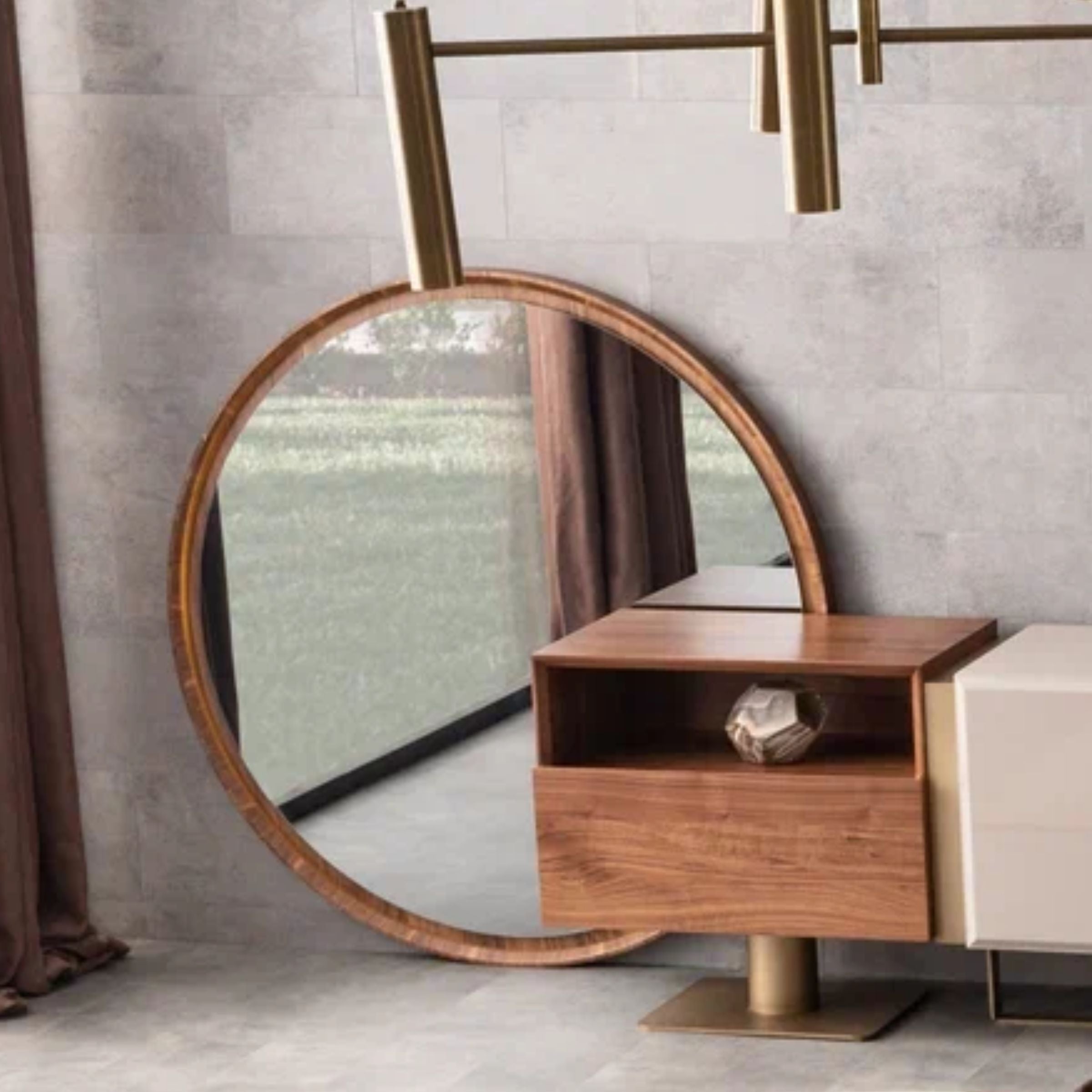Wagon Walnut CONSOLE MIRROR WN-Mirror-Walnut -  Mirrors - ebarza Furniture UAE | Shop Modern Furniture in Abu Dhabi & Dubai - مفروشات ايبازرا في الامارات | تسوق اثاث عصري وديكورات مميزة في دبي وابوظبي