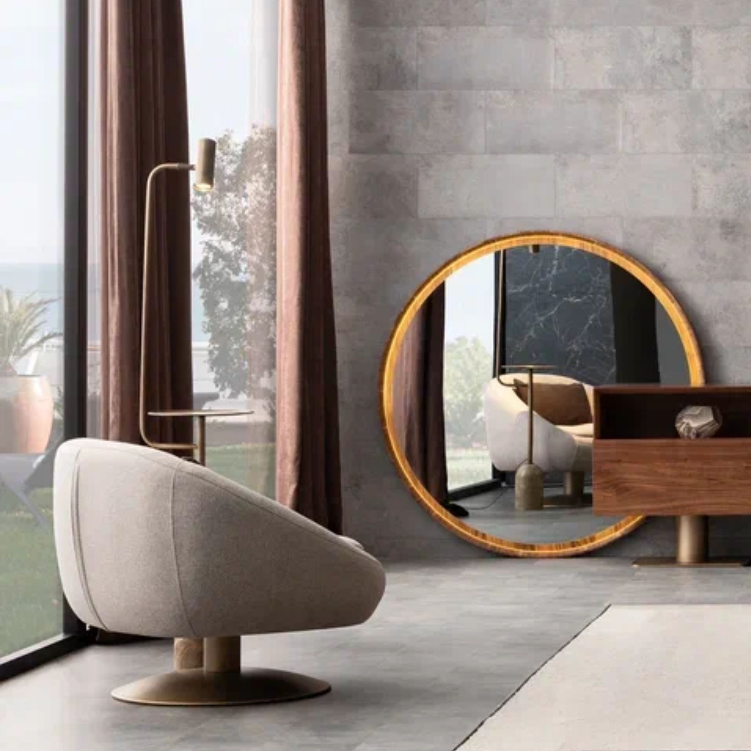 Wagon Walnut CONSOLE MIRROR WN-Mirror-Walnut -  Mirrors - ebarza Furniture UAE | Shop Modern Furniture in Abu Dhabi & Dubai - مفروشات ايبازرا في الامارات | تسوق اثاث عصري وديكورات مميزة في دبي وابوظبي