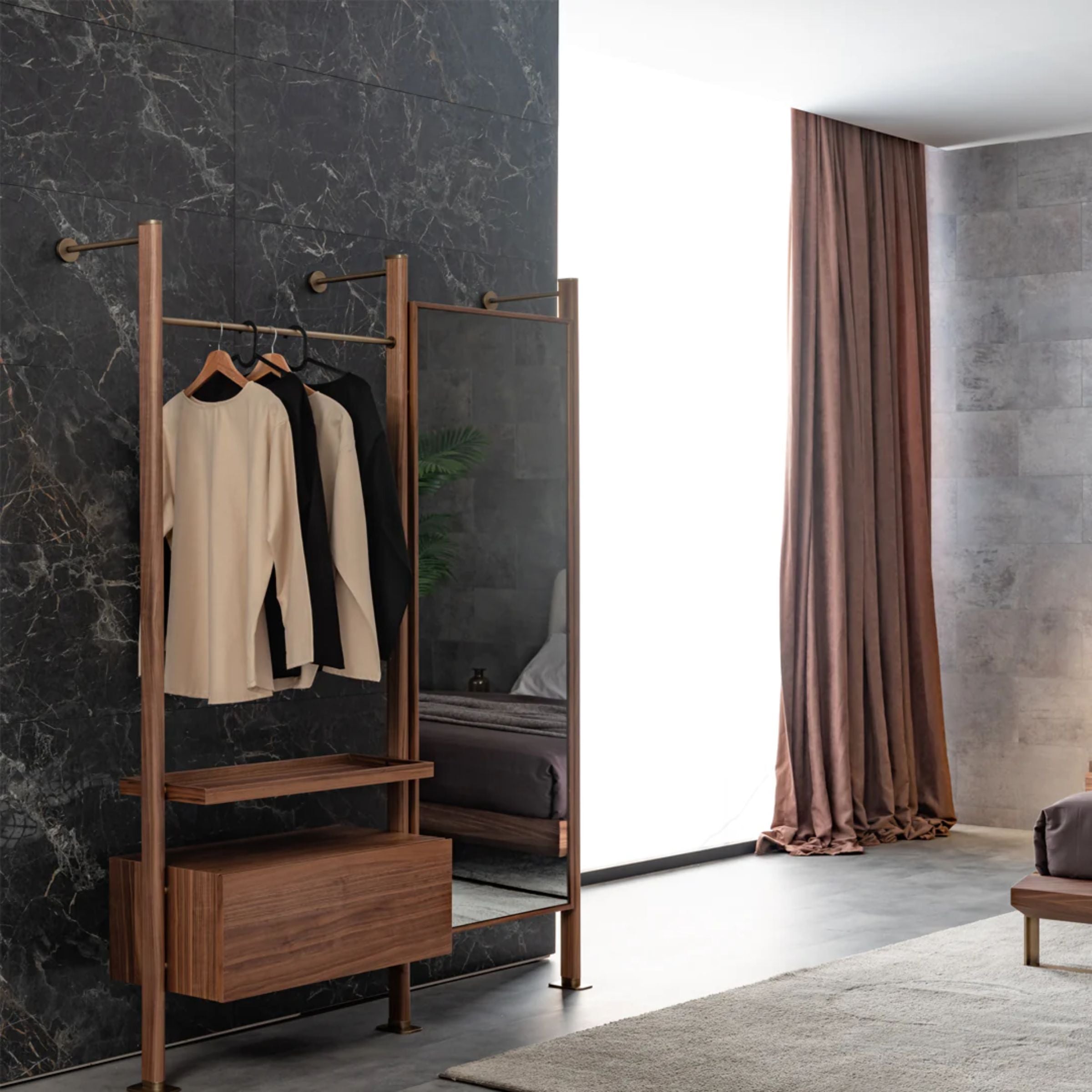 Wagon Walnut STAND MIRROR MODULE-Walnut -  Mirrors - ebarza Furniture UAE | Shop Modern Furniture in Abu Dhabi & Dubai - مفروشات ايبازرا في الامارات | تسوق اثاث عصري وديكورات مميزة في دبي وابوظبي