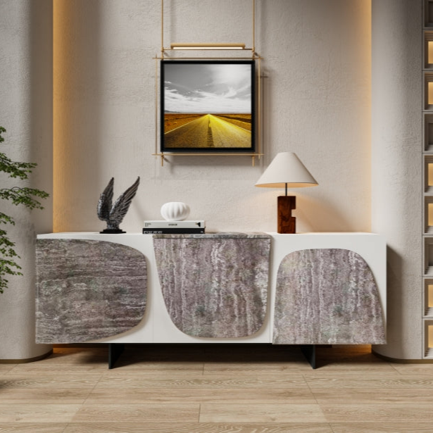 Panorama 200cm Travertine Side Board - EB12DT -  Sideboards - ebarza Furniture UAE | Shop Modern Furniture in Abu Dhabi & Dubai - مفروشات ايبازرا في الامارات | تسوق اثاث عصري وديكورات مميزة في دبي وابوظبي