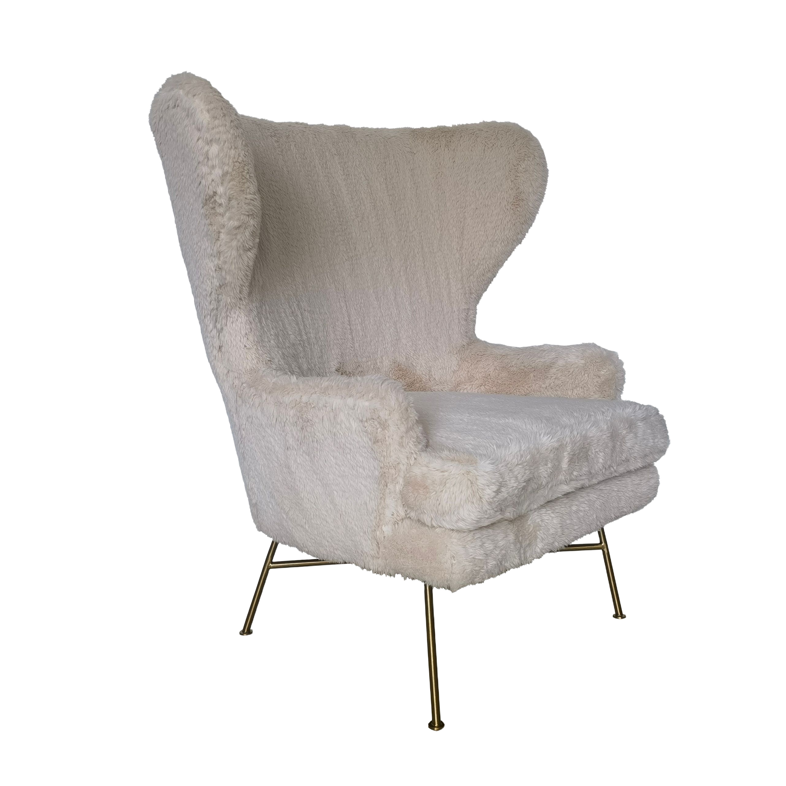 Wing Back Lounge Chair - Tan 19072E -  Lounge Chairs - ebarza Furniture UAE | Shop Modern Furniture in Abu Dhabi & Dubai - مفروشات ايبازرا في الامارات | تسوق اثاث عصري وديكورات مميزة في دبي وابوظبي