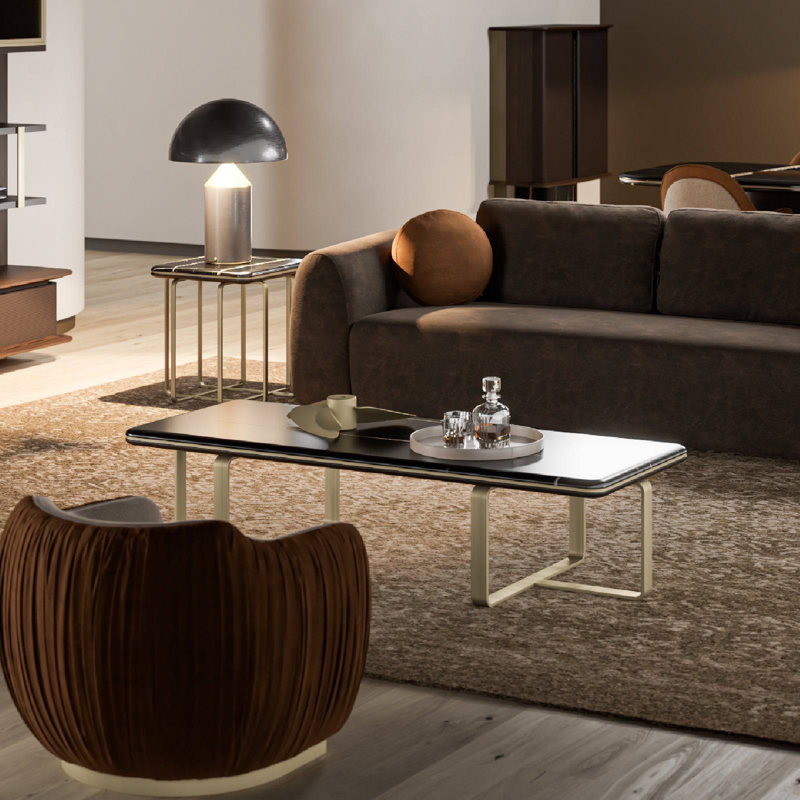 Amber Marble Center Table Ambrct-050 -  Coffee Tables - ebarza Furniture UAE | Shop Modern Furniture in Abu Dhabi & Dubai - مفروشات ايبازرا في الامارات | تسوق اثاث عصري وديكورات مميزة في دبي وابوظبي
