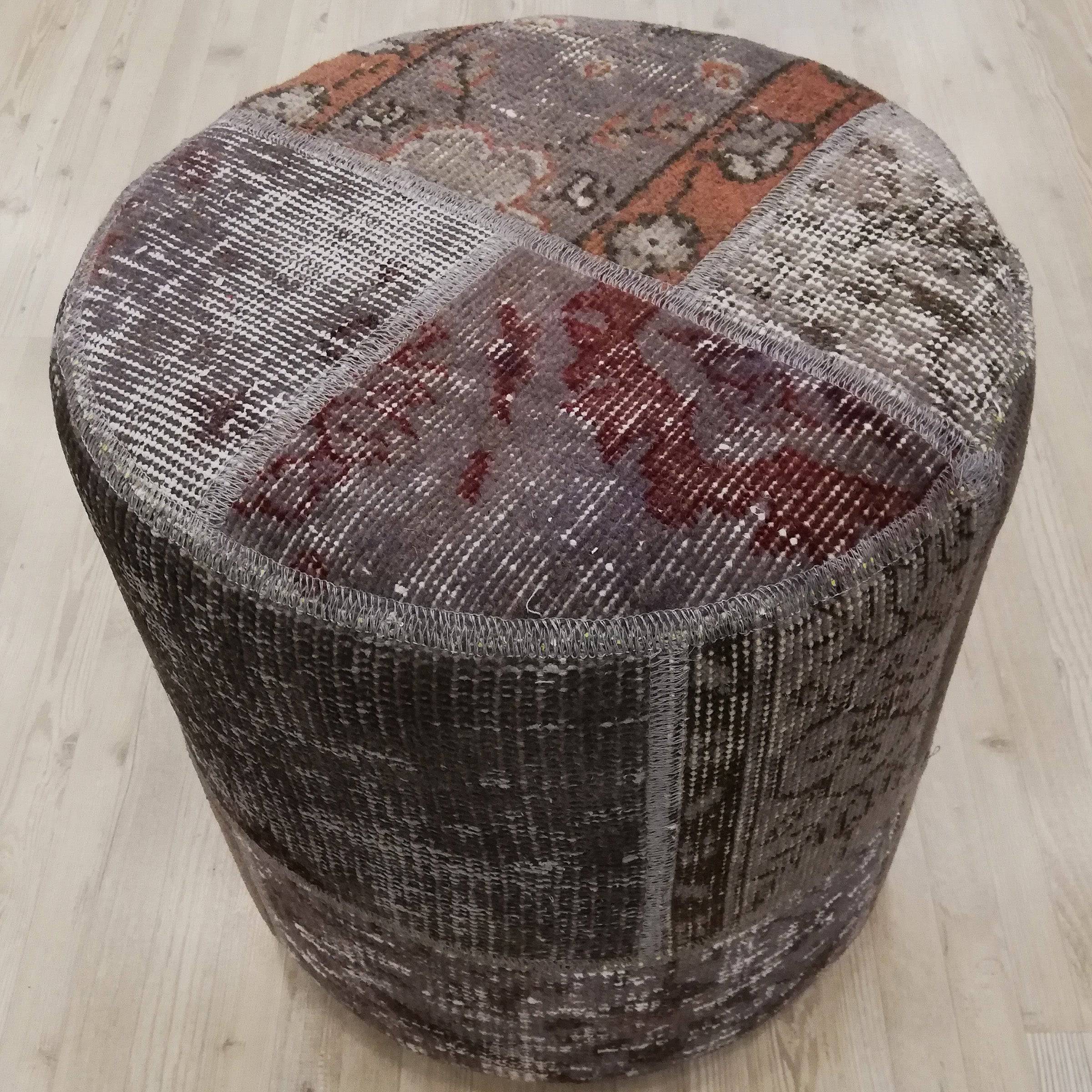 Anatolian Patchwork Style Pouf Pof-Grey116 - P25 -  Poufs - ebarza Furniture UAE | Shop Modern Furniture in Abu Dhabi & Dubai - مفروشات ايبازرا في الامارات | تسوق اثاث عصري وديكورات مميزة في دبي وابوظبي