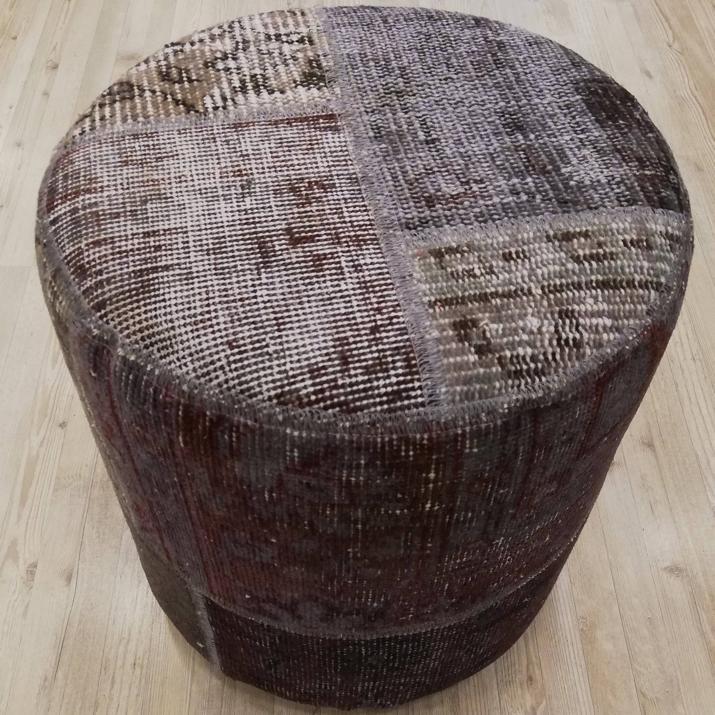 Anatolian Patchwork Style Pouf Pof-Grey116 - P25 -  Poufs - ebarza Furniture UAE | Shop Modern Furniture in Abu Dhabi & Dubai - مفروشات ايبازرا في الامارات | تسوق اثاث عصري وديكورات مميزة في دبي وابوظبي