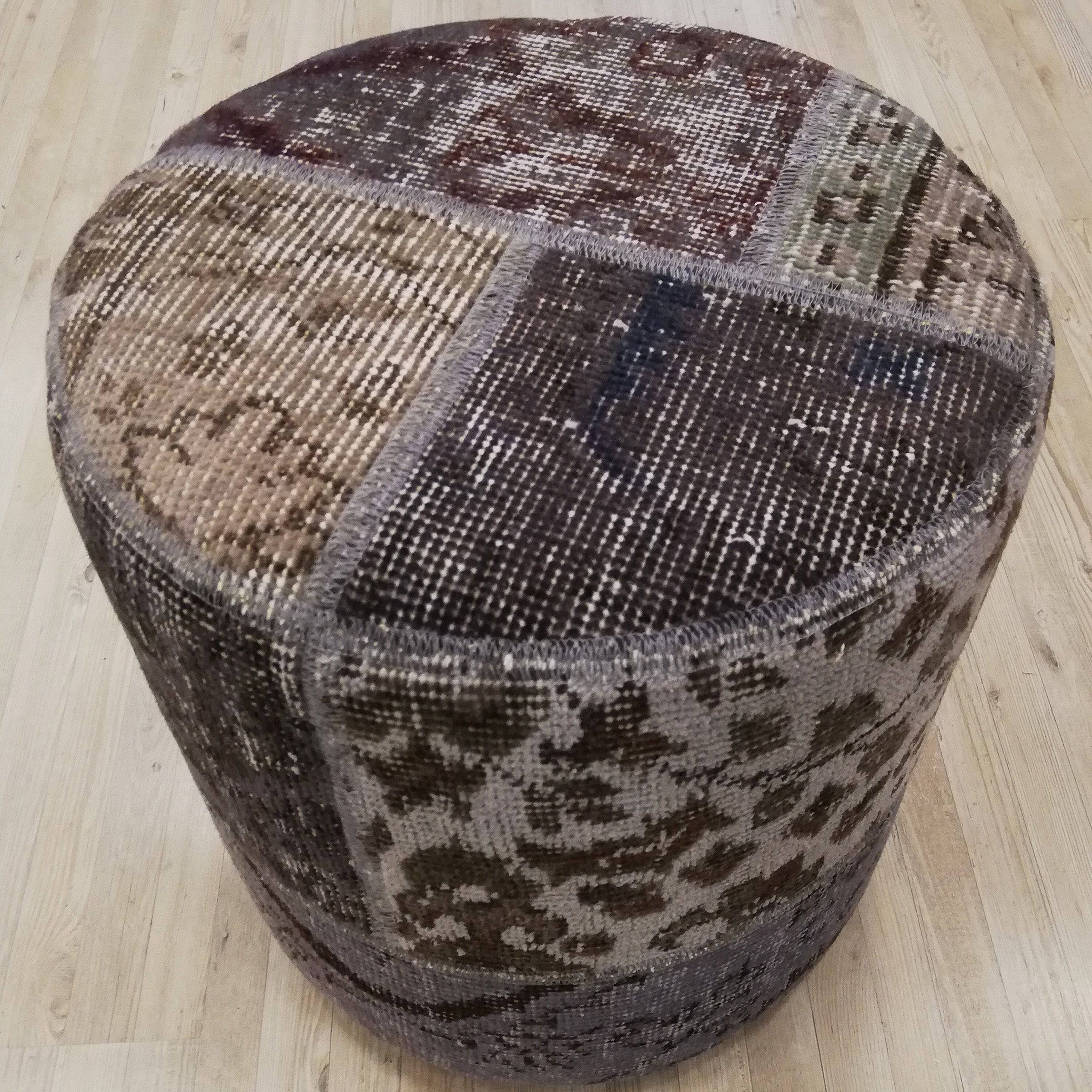 Anatolian Patchwork Style Pouf Pof-Grey116 - P25 -  Poufs - ebarza Furniture UAE | Shop Modern Furniture in Abu Dhabi & Dubai - مفروشات ايبازرا في الامارات | تسوق اثاث عصري وديكورات مميزة في دبي وابوظبي