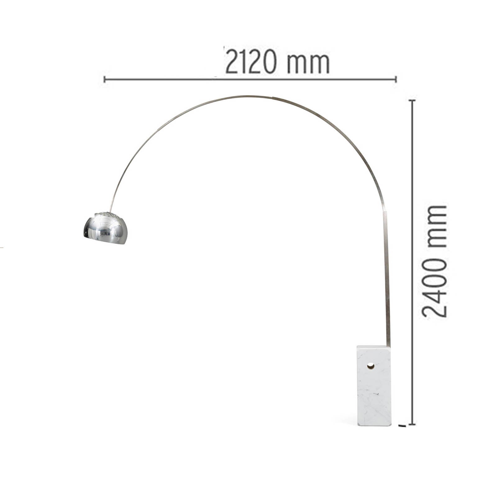 Arc Lamp With Natural Marble Base Bp0078-G -  Floor Lamps - ebarza Furniture UAE | Shop Modern Furniture in Abu Dhabi & Dubai - مفروشات ايبازرا في الامارات | تسوق اثاث عصري وديكورات مميزة في دبي وابوظبي