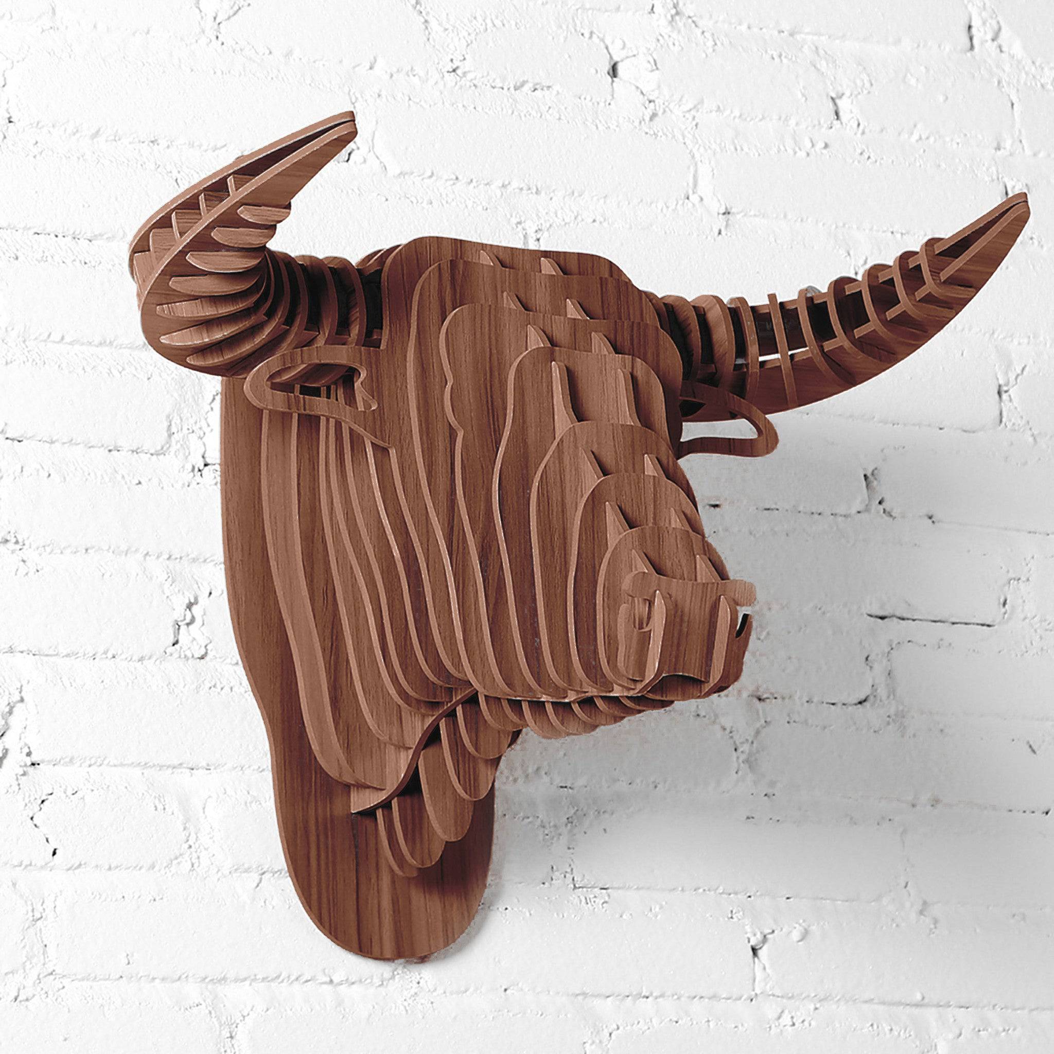 Art Home Bull Wall Decoration Wood Crafts (Large) Wdp014Xlw -  Shelves - ebarza Furniture UAE | Shop Modern Furniture in Abu Dhabi & Dubai - مفروشات ايبازرا في الامارات | تسوق اثاث عصري وديكورات مميزة في دبي وابوظبي