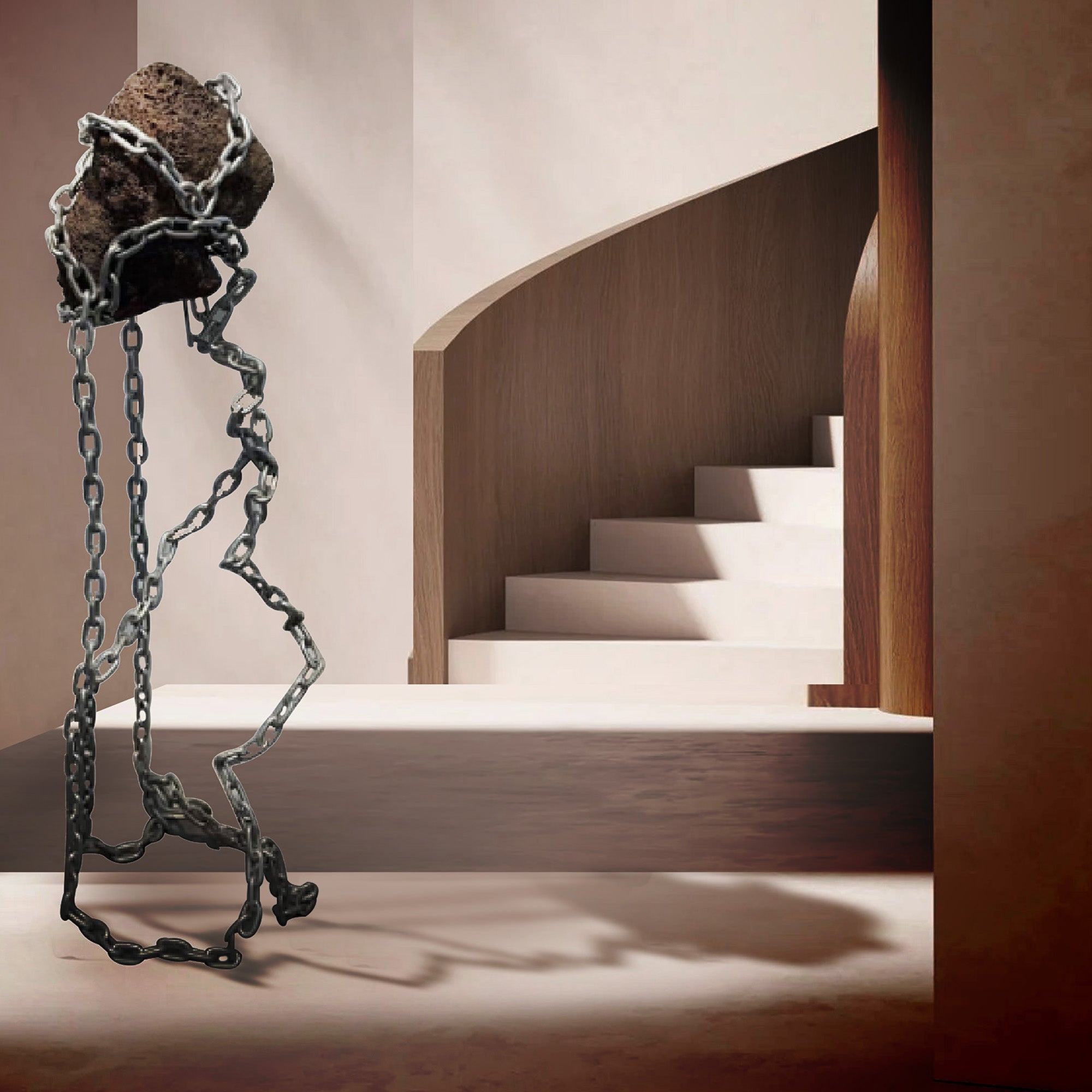 Volcanic Stone and Stainless Steel SCULPTURE - BJ20230067 -  Home Decor Figurines - ebarza Furniture UAE | Shop Modern Furniture in Abu Dhabi & Dubai - مفروشات ايبازرا في الامارات | تسوق اثاث عصري وديكورات مميزة في دبي وابوظبي