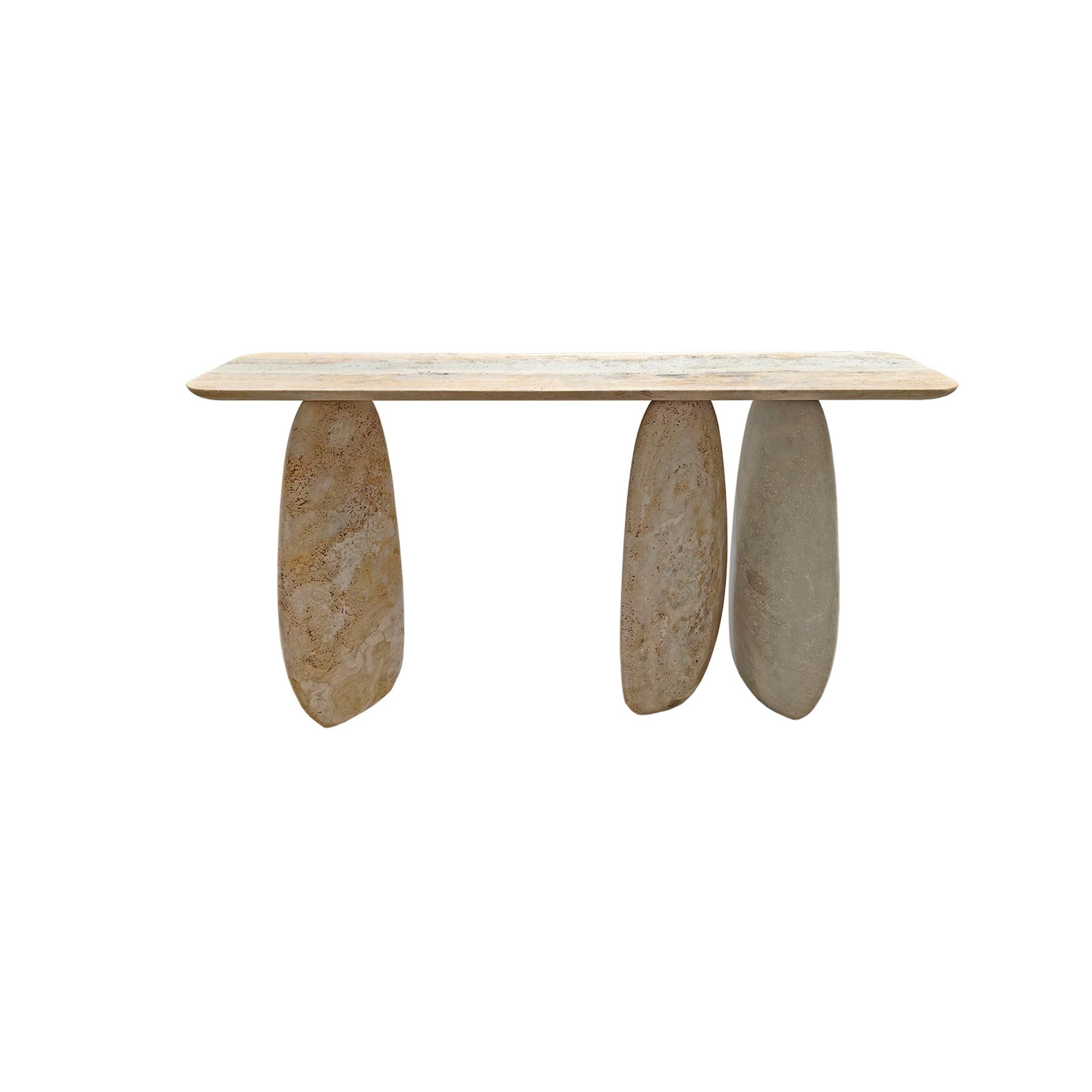As Is - Lisbon Travertine Console Table - 495DTS-160cm -  DISPLAY ITEM - ebarza Furniture UAE | Shop Modern Furniture in Abu Dhabi & Dubai - مفروشات ايبازرا في الامارات | تسوق اثاث عصري وديكورات مميزة في دبي وابوظبي