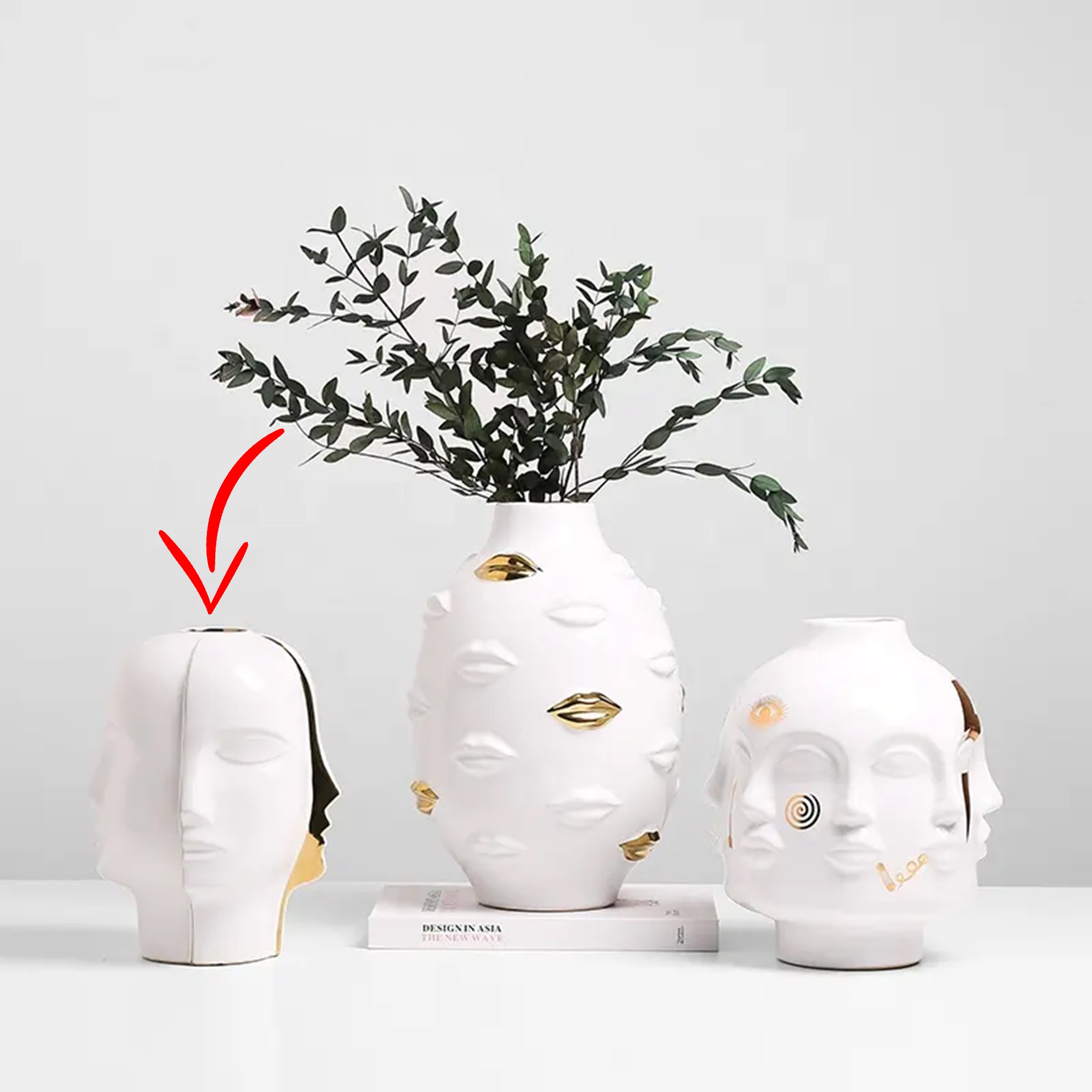 Gold Face Vase FA-D22133 -  Vases - ebarza Furniture UAE | Shop Modern Furniture in Abu Dhabi & Dubai - مفروشات ايبازرا في الامارات | تسوق اثاث عصري وديكورات مميزة في دبي وابوظبي