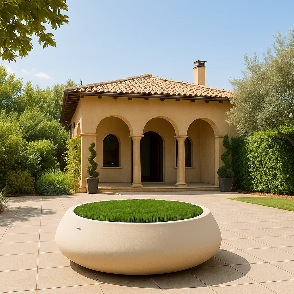Indoor/Outdoor Beige Plant Pot D200cm XK-0001B-Beige -  Planter Boxes - ebarza Furniture UAE | Shop Modern Furniture in Abu Dhabi & Dubai - مفروشات ايبازرا في الامارات | تسوق اثاث عصري وديكورات مميزة في دبي وابوظبي