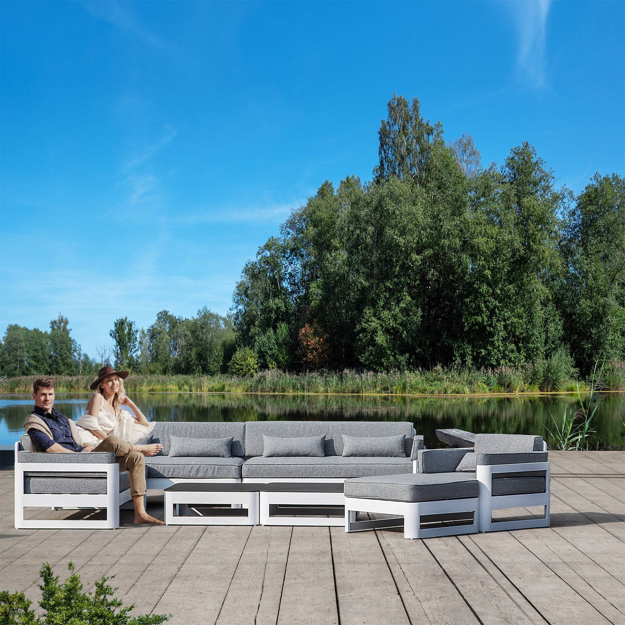 Asuka Corner  Outdoor Sofa Set Asuka001 -  Outdoor Furniture Sets - ebarza Furniture UAE | Shop Modern Furniture in Abu Dhabi & Dubai - مفروشات ايبازرا في الامارات | تسوق اثاث عصري وديكورات مميزة في دبي وابوظبي