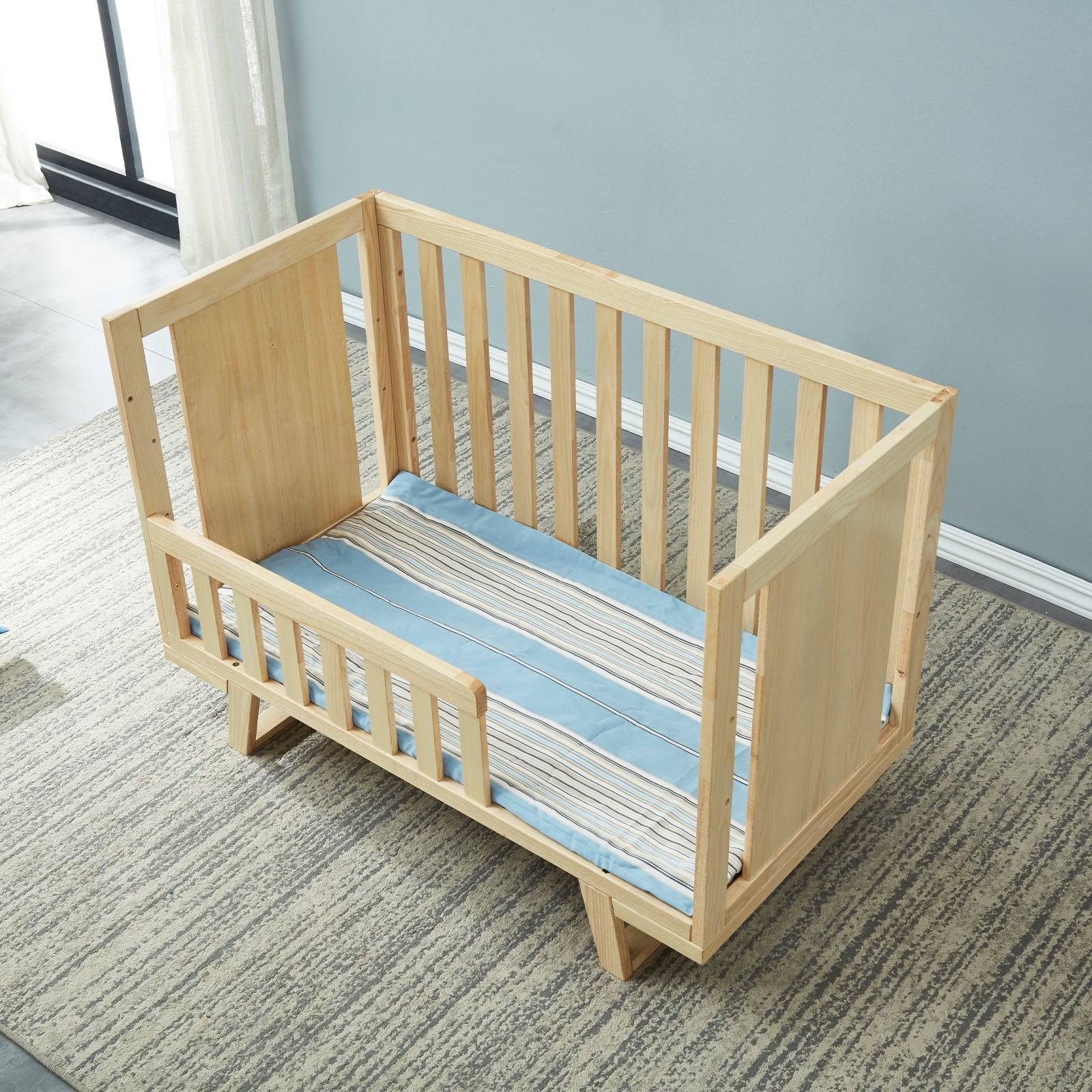 Baby/Toddler Bed With 3 Levels Solid Wood Bed Et-Y002 -  Cribs - ebarza Furniture UAE | Shop Modern Furniture in Abu Dhabi & Dubai - مفروشات ايبازرا في الامارات | تسوق اثاث عصري وديكورات مميزة في دبي وابوظبي