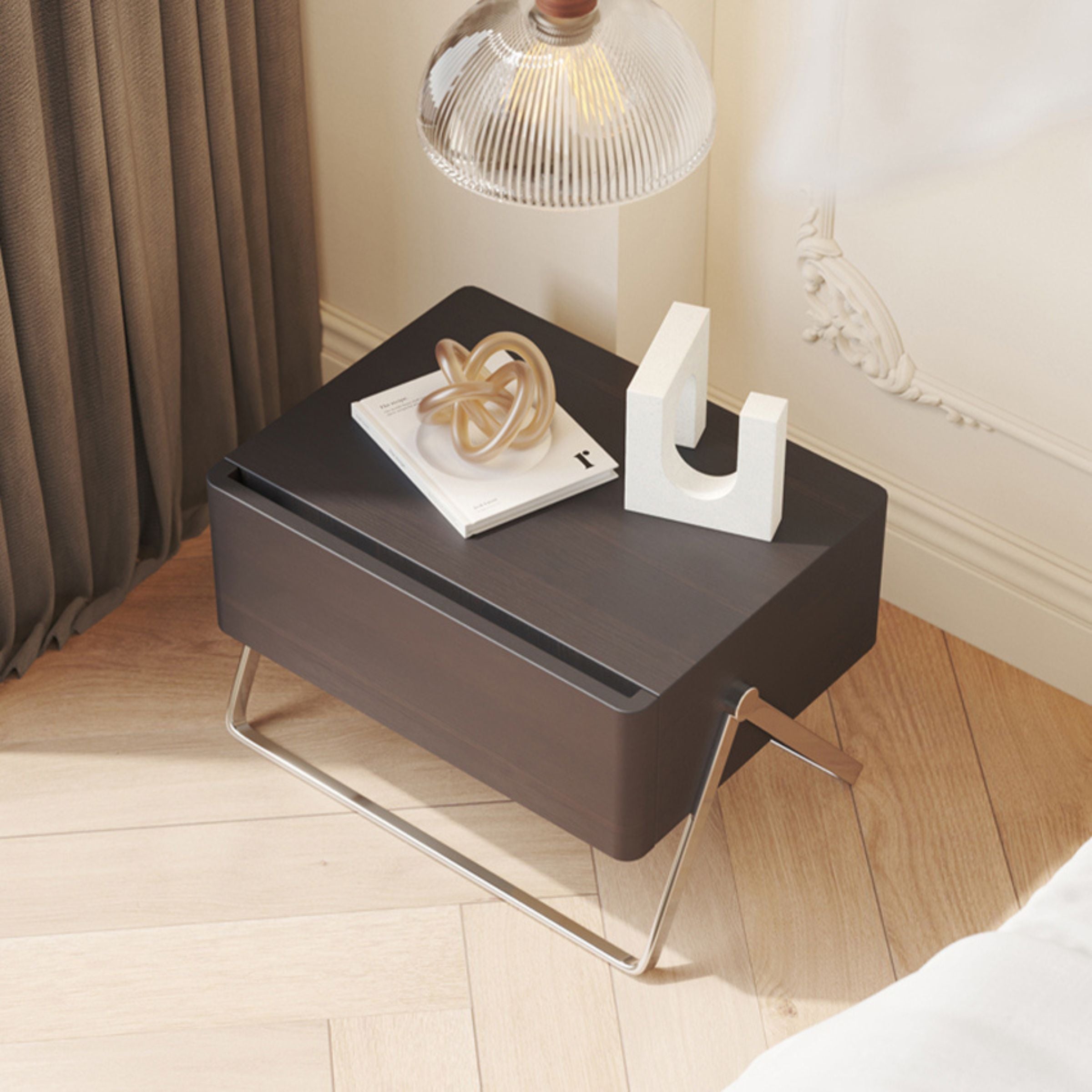 Basket Dark Walnut Bed Side Table MLL-T71 -  Side Tables - ebarza Furniture UAE | Shop Modern Furniture in Abu Dhabi & Dubai - مفروشات ايبازرا في الامارات | تسوق اثاث عصري وديكورات مميزة في دبي وابوظبي
