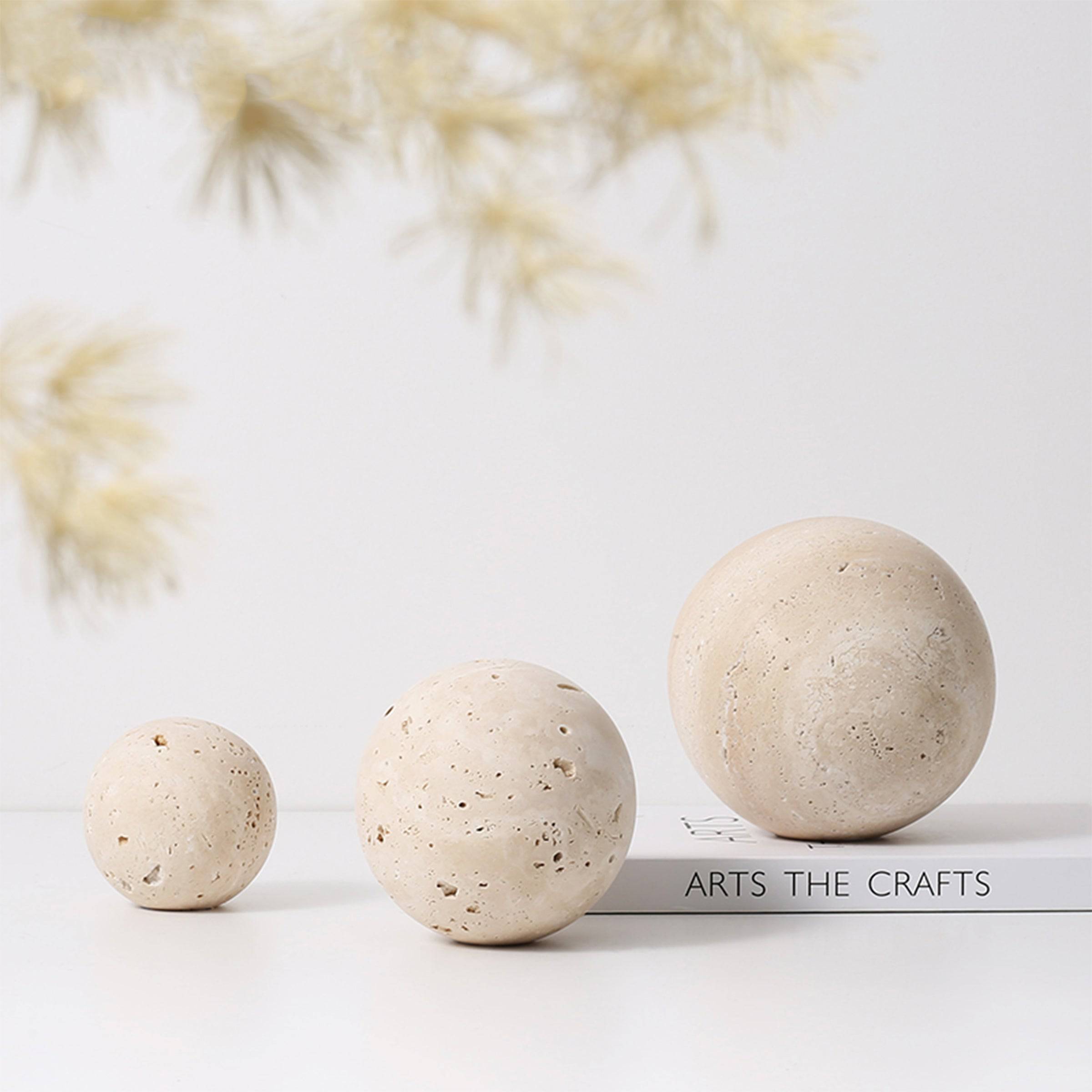 Beige Natural Stone Orb - Large Fb-T2017B -  Home Decor Figurines - ebarza Furniture UAE | Shop Modern Furniture in Abu Dhabi & Dubai - مفروشات ايبازرا في الامارات | تسوق اثاث عصري وديكورات مميزة في دبي وابوظبي