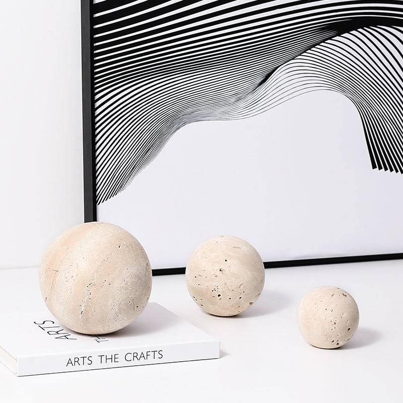 Beige Natural Stone Orb - Large Fb-T2017B -  Home Decor Figurines - ebarza Furniture UAE | Shop Modern Furniture in Abu Dhabi & Dubai - مفروشات ايبازرا في الامارات | تسوق اثاث عصري وديكورات مميزة في دبي وابوظبي