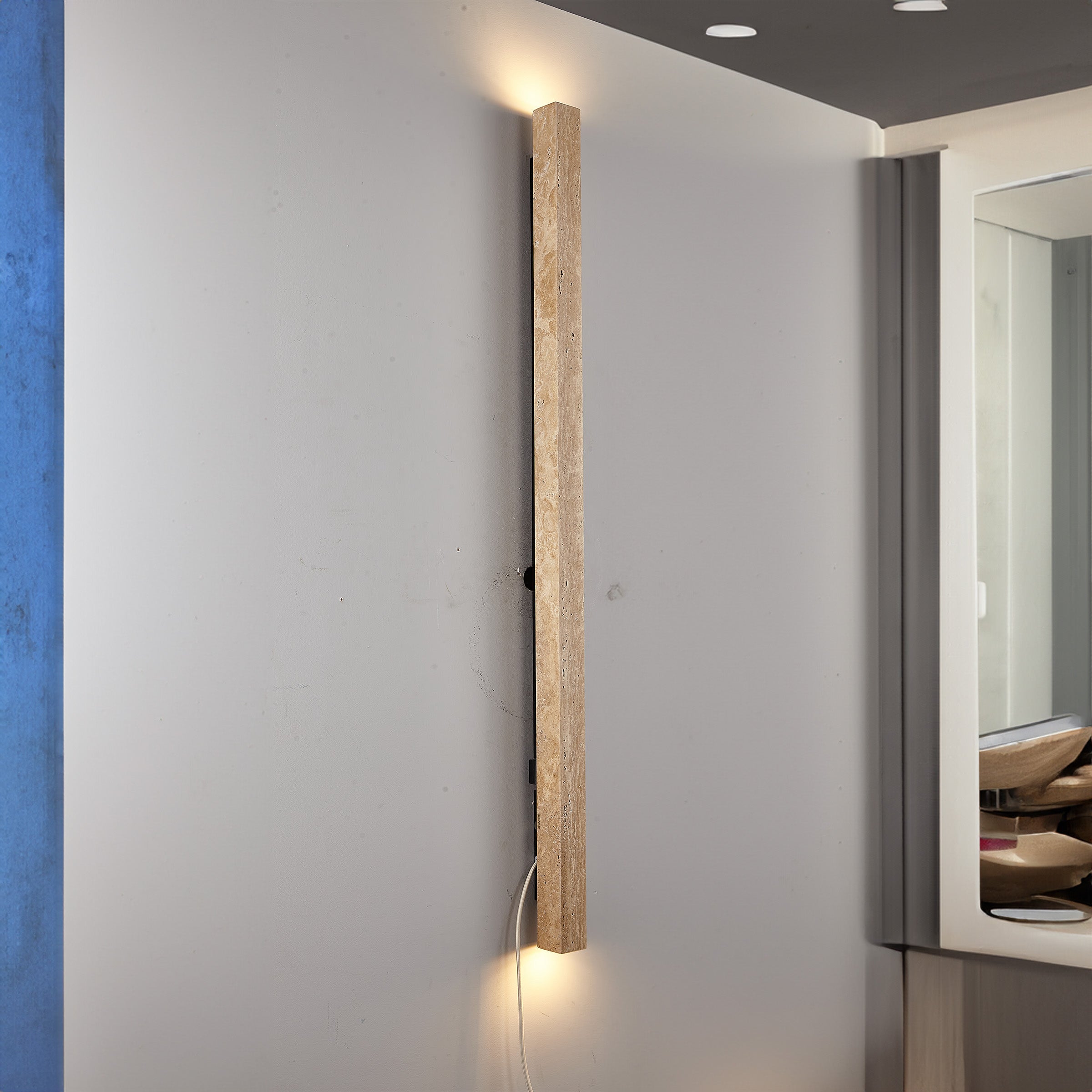 Beige Natural Travertine Marble  Wall Lamp 60020-3W -  Wall Lamps - ebarza Furniture UAE | Shop Modern Furniture in Abu Dhabi & Dubai - مفروشات ايبازرا في الامارات | تسوق اثاث عصري وديكورات مميزة في دبي وابوظبي