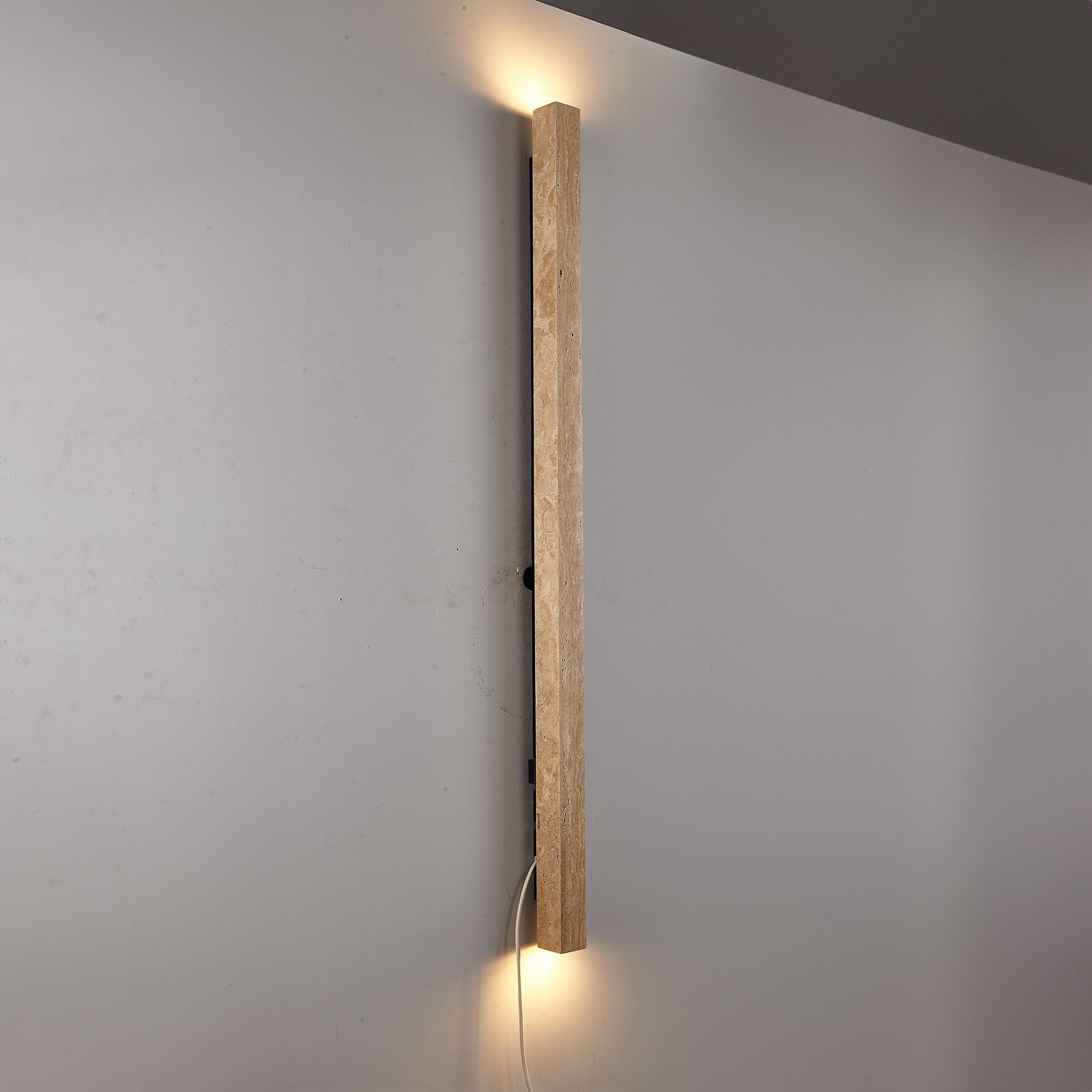 Beige Natural Travertine Marble  Wall Lamp 60020-3W -  Wall Lamps - ebarza Furniture UAE | Shop Modern Furniture in Abu Dhabi & Dubai - مفروشات ايبازرا في الامارات | تسوق اثاث عصري وديكورات مميزة في دبي وابوظبي