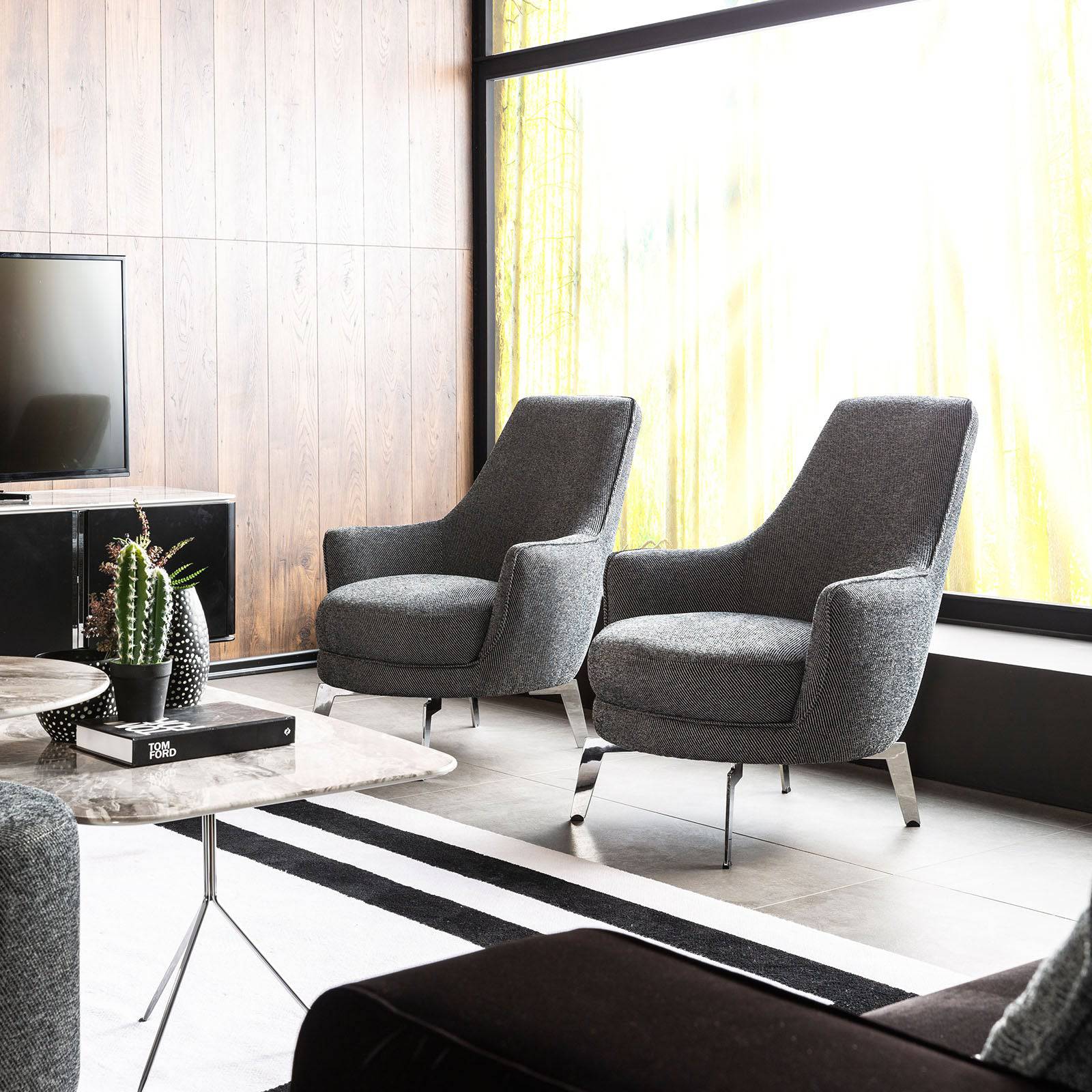 Beretta Lounge Chair Beretta-Grey -  Armchairs - ebarza Furniture UAE | Shop Modern Furniture in Abu Dhabi & Dubai - مفروشات ايبازرا في الامارات | تسوق اثاث عصري وديكورات مميزة في دبي وابوظبي