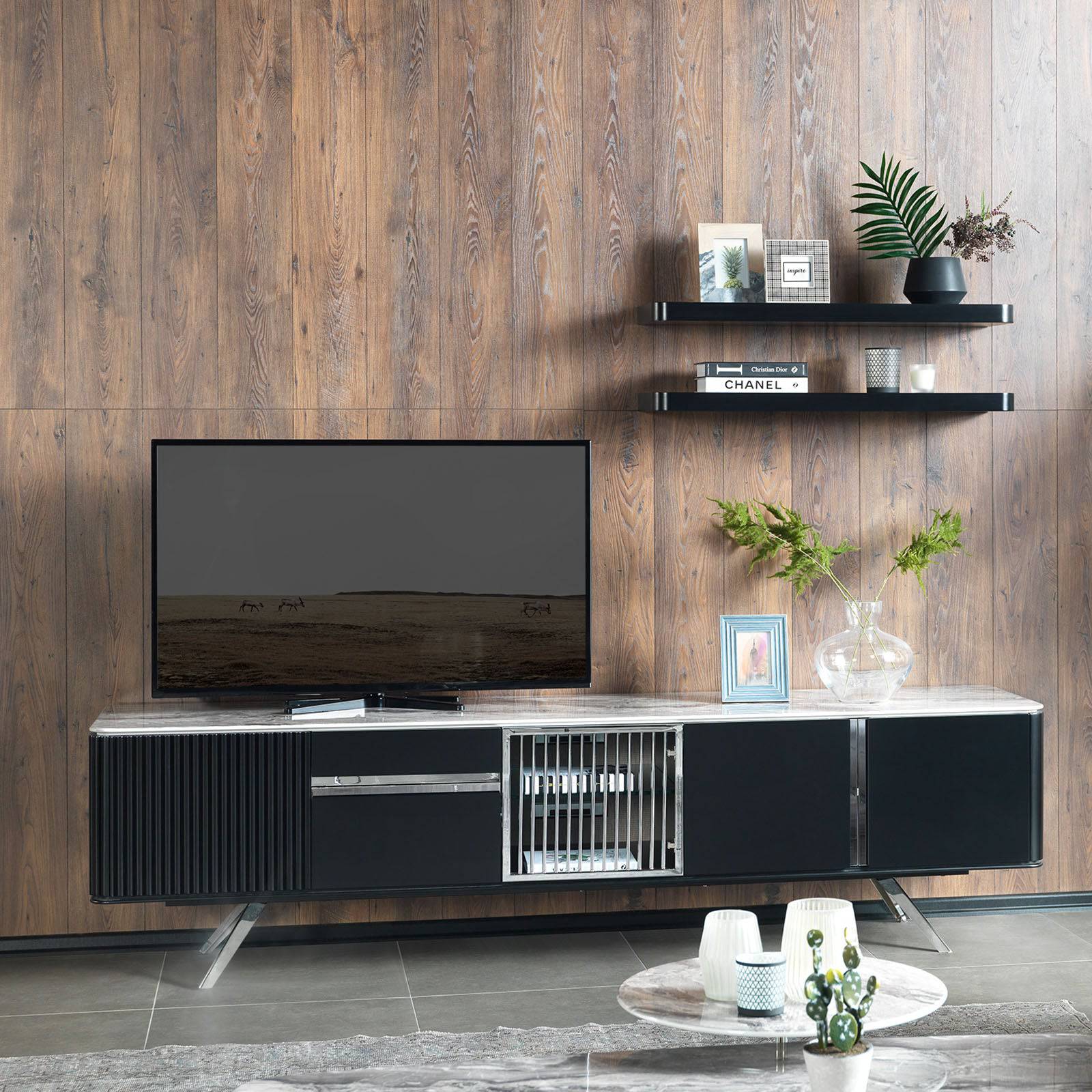 Beretta Tv Unit Ber00005 -  TV Units - ebarza Furniture UAE | Shop Modern Furniture in Abu Dhabi & Dubai - مفروشات ايبازرا في الامارات | تسوق اثاث عصري وديكورات مميزة في دبي وابوظبي
