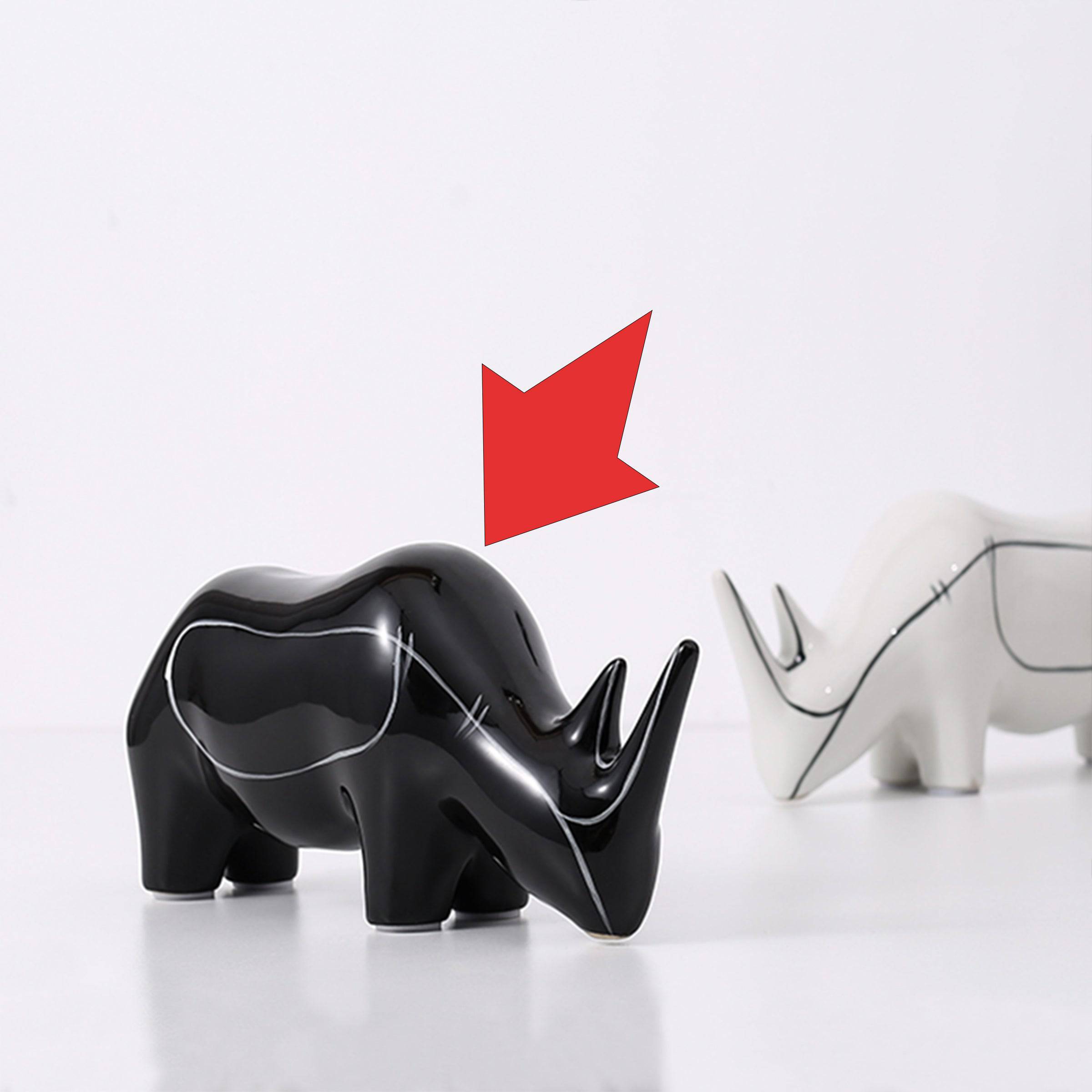 Black Hand Painted Rhino Ornament-A Fa-D21084A -  Home Decor Figurines - ebarza Furniture UAE | Shop Modern Furniture in Abu Dhabi & Dubai - مفروشات ايبازرا في الامارات | تسوق اثاث عصري وديكورات مميزة في دبي وابوظبي