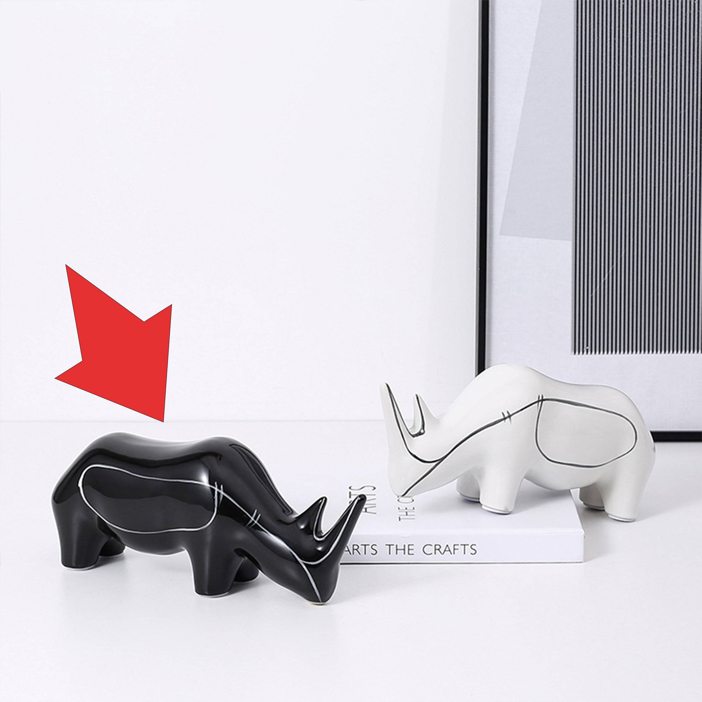 Black Hand Painted Rhino Ornament-A Fa-D21084A -  Home Decor Figurines - ebarza Furniture UAE | Shop Modern Furniture in Abu Dhabi & Dubai - مفروشات ايبازرا في الامارات | تسوق اثاث عصري وديكورات مميزة في دبي وابوظبي