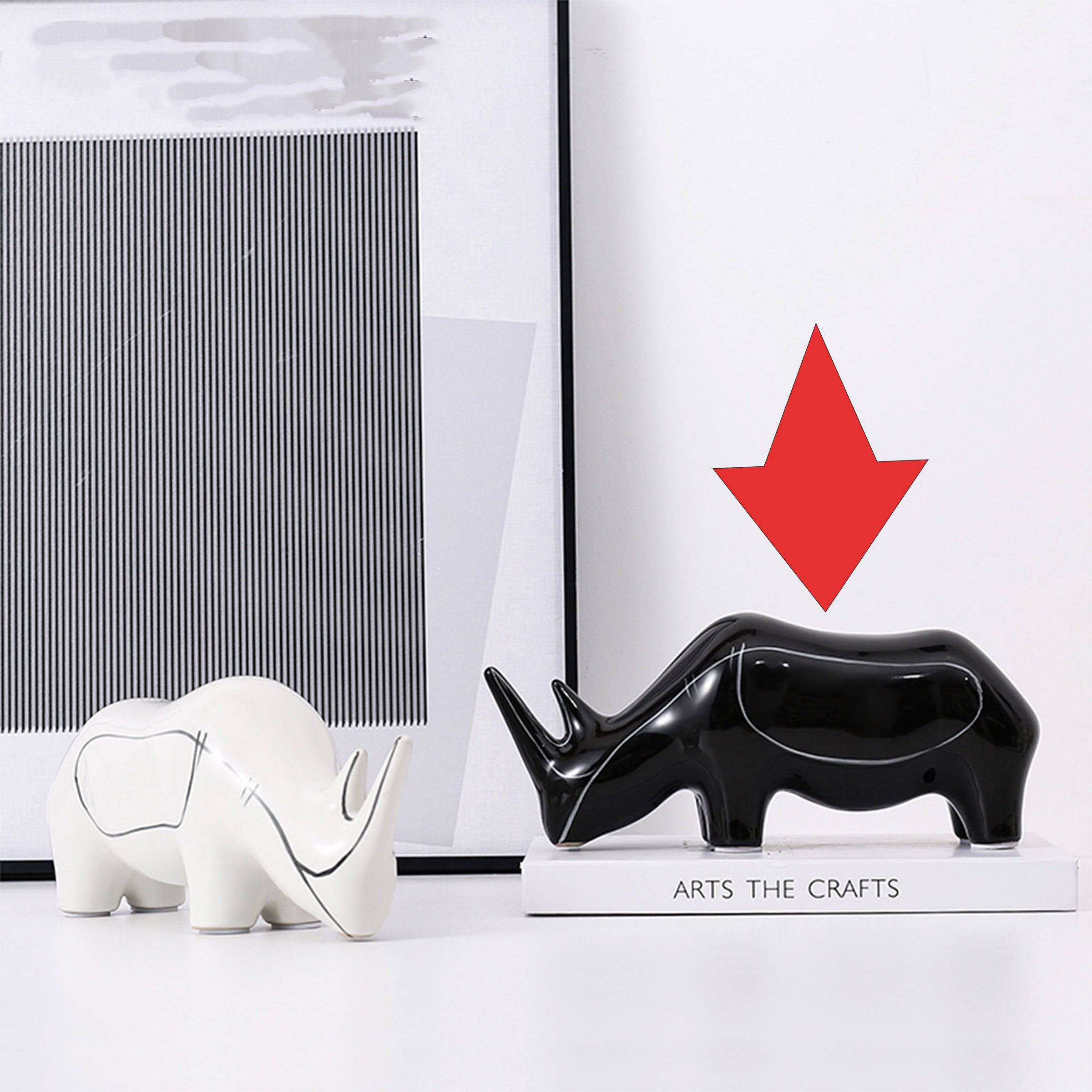 Black Hand Painted Rhino Ornament-A Fa-D21084A -  Home Decor Figurines - ebarza Furniture UAE | Shop Modern Furniture in Abu Dhabi & Dubai - مفروشات ايبازرا في الامارات | تسوق اثاث عصري وديكورات مميزة في دبي وابوظبي
